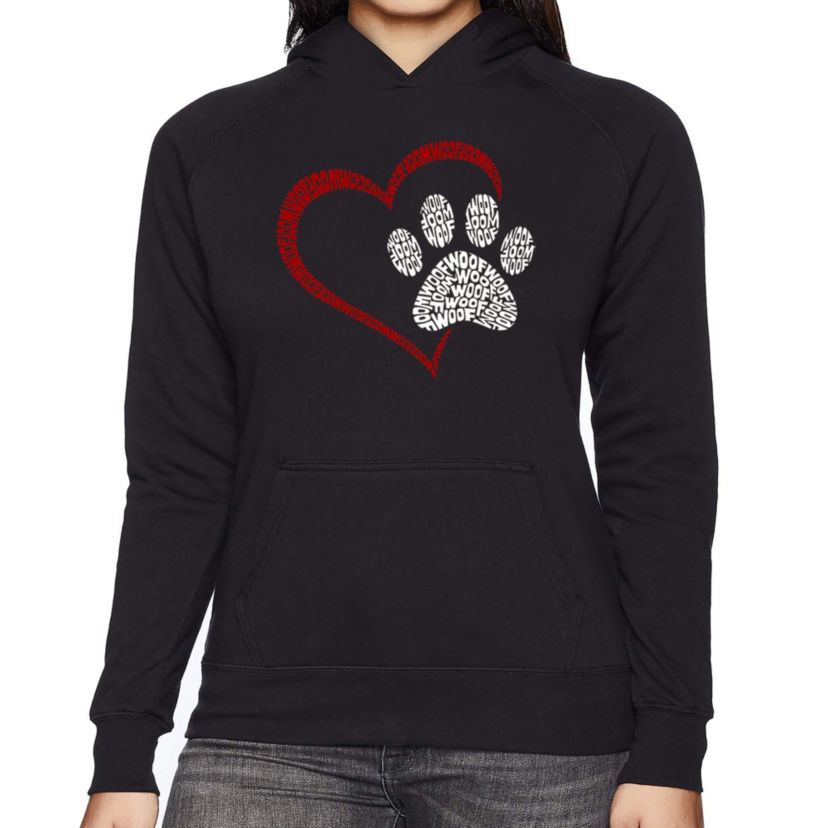 Paw Heart - Womens Word Art Hooded Sweatshirt