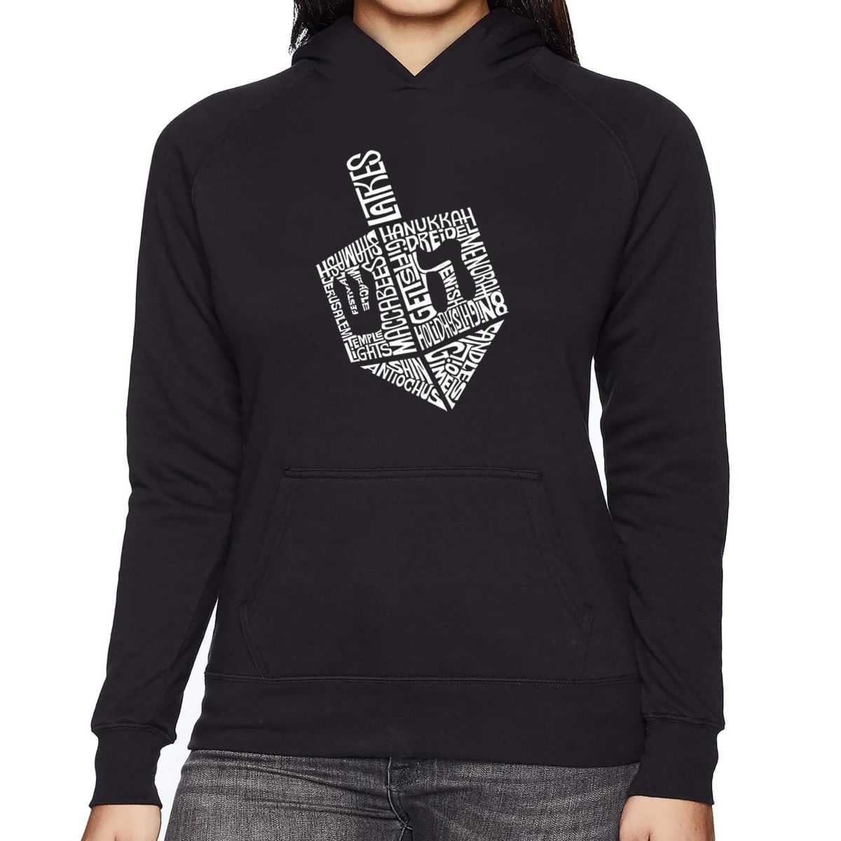 Hanukkah Dreidel - Womens Word Art Hooded Sweatshirt