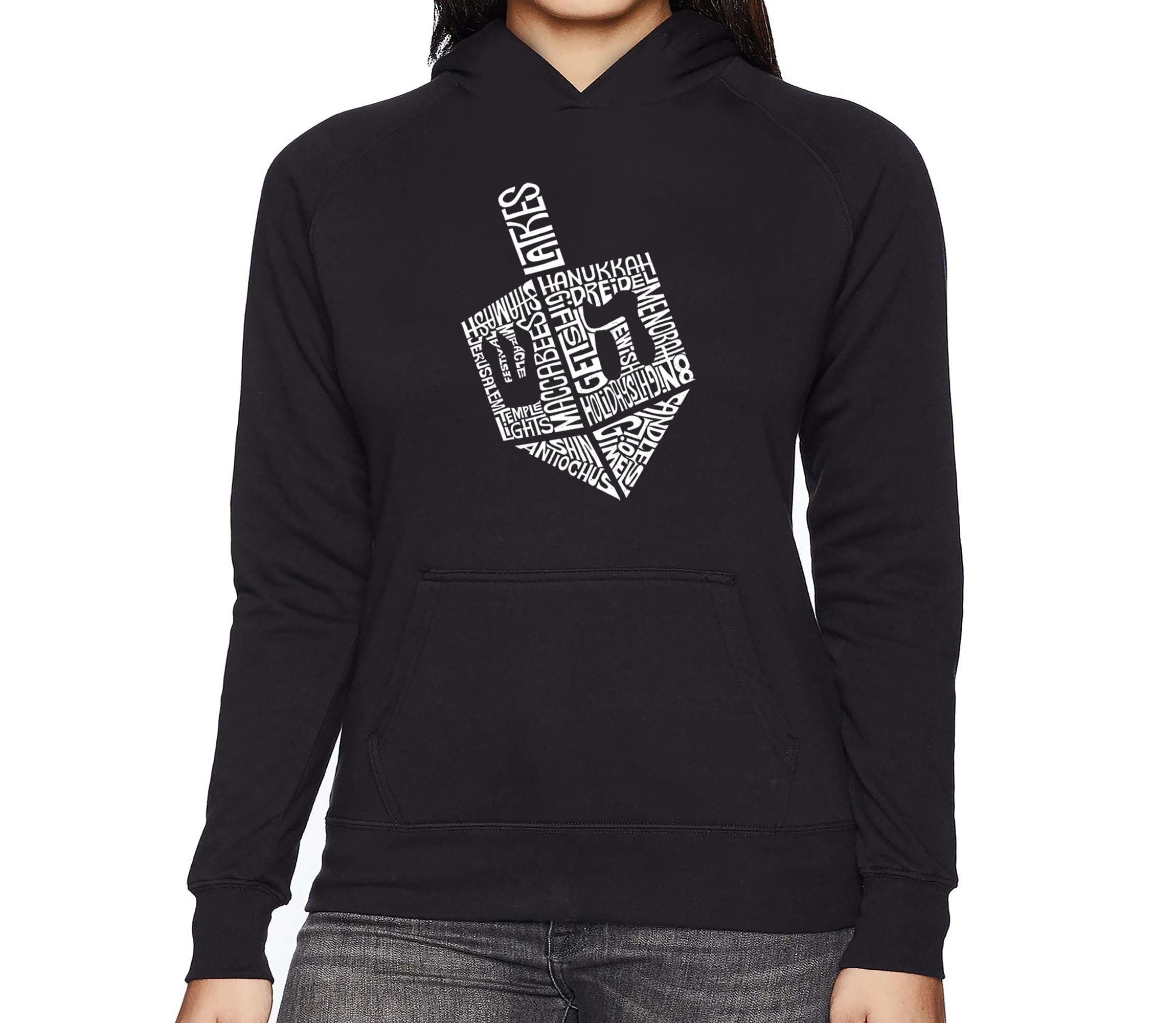 Hanukkah Dreidel - Womens Word Art Hooded Sweatshirt