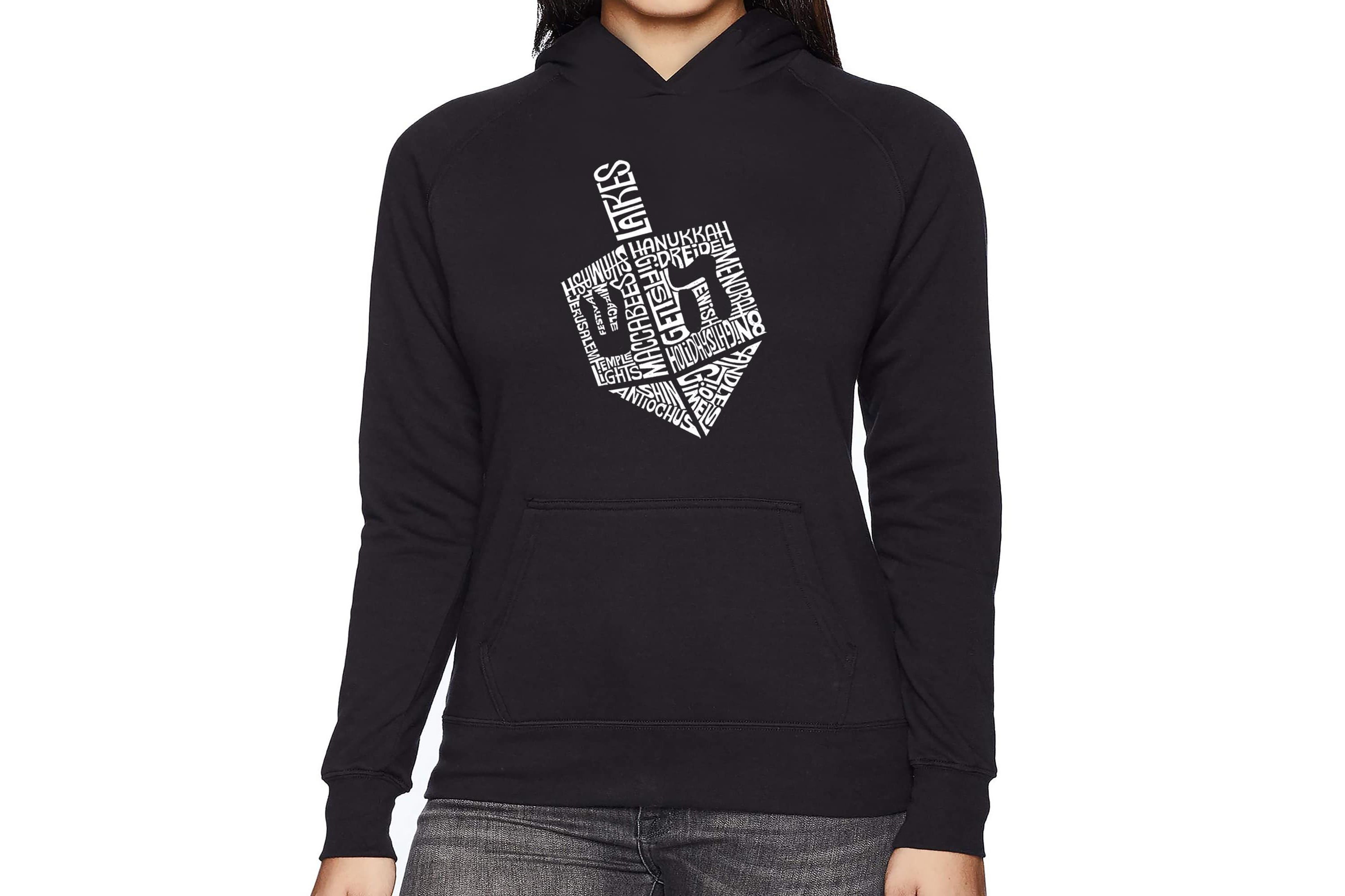 Hanukkah Dreidel - Womens Word Art Hooded Sweatshirt