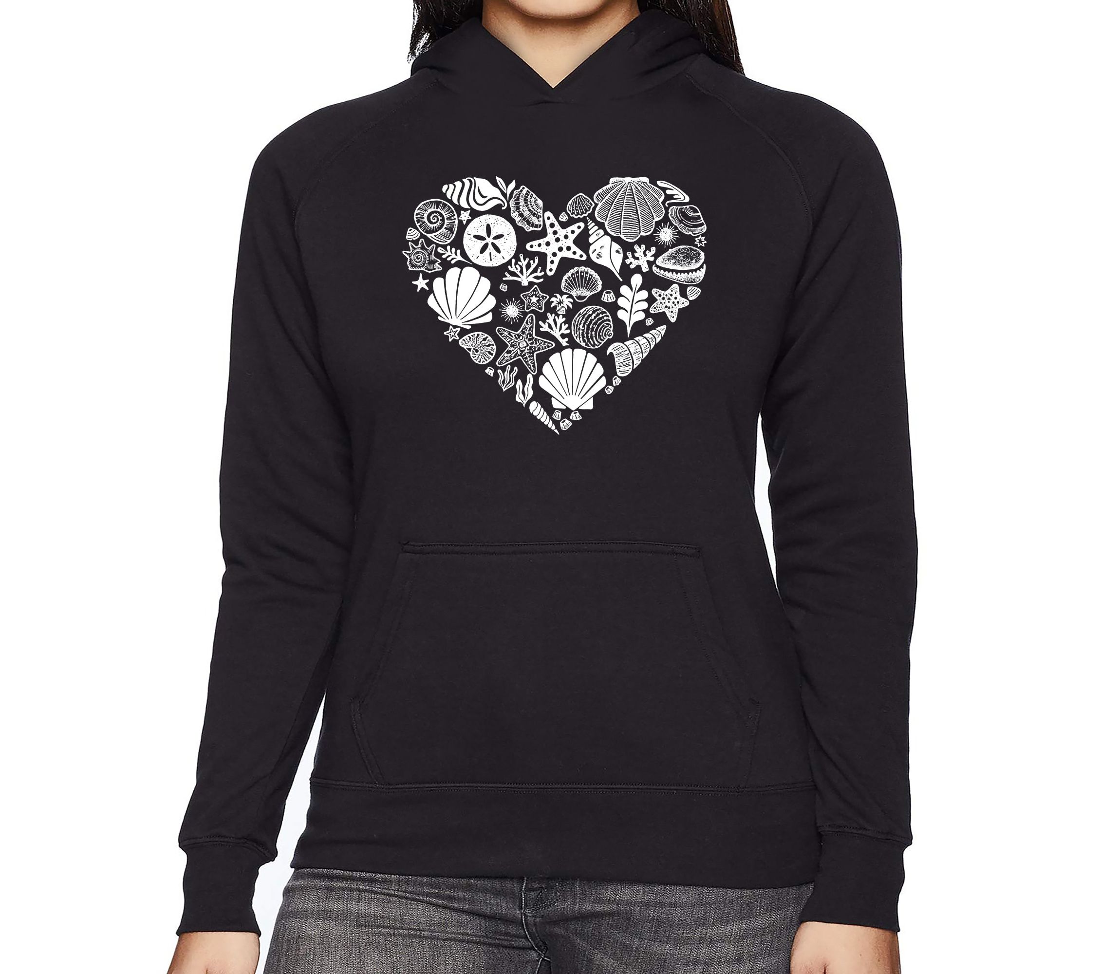 Sea Shells - Womens Word Art Hooded Sweatshirt