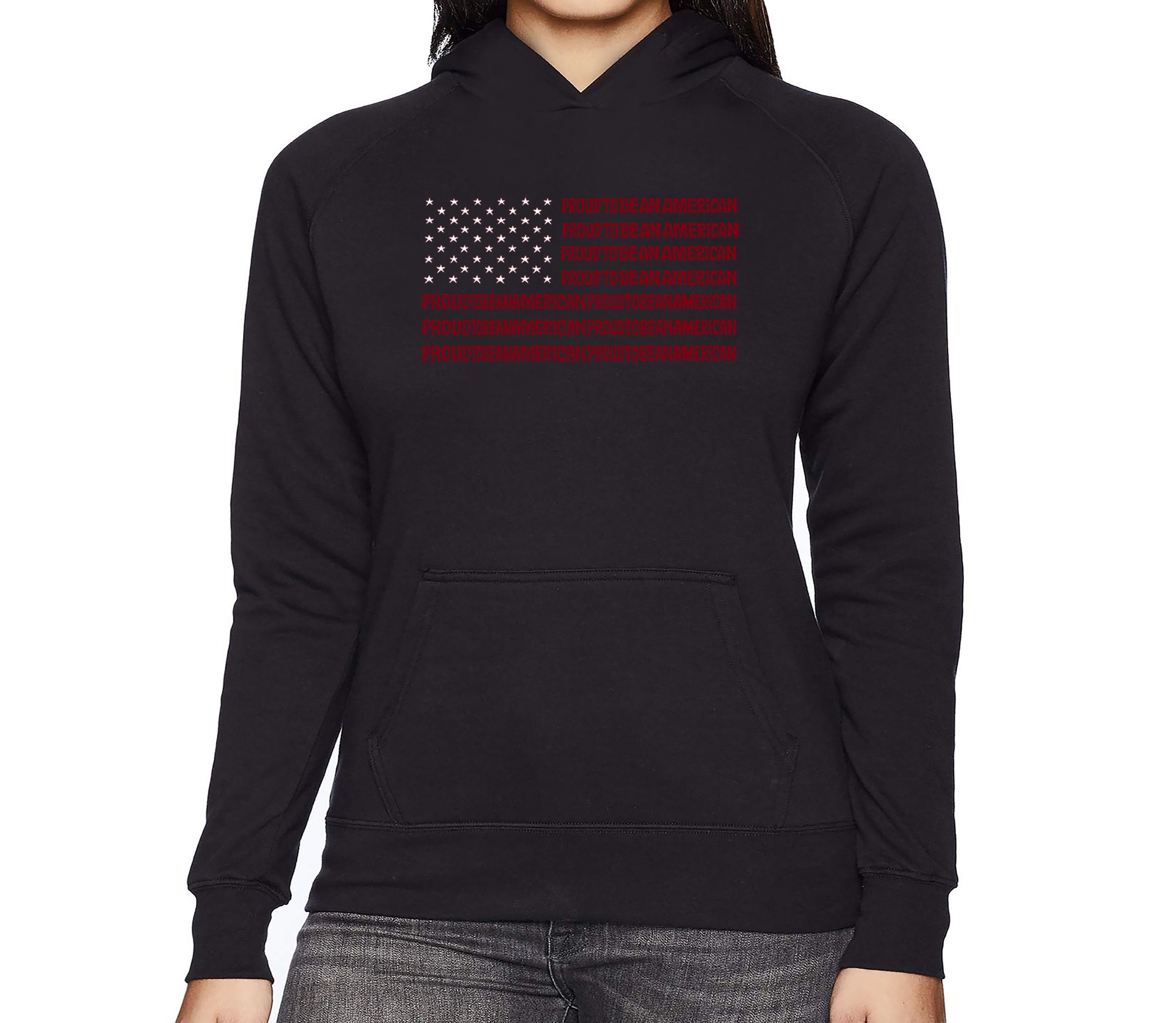 Proud To Be An American - Womens Word Art Hooded Sweatshirt