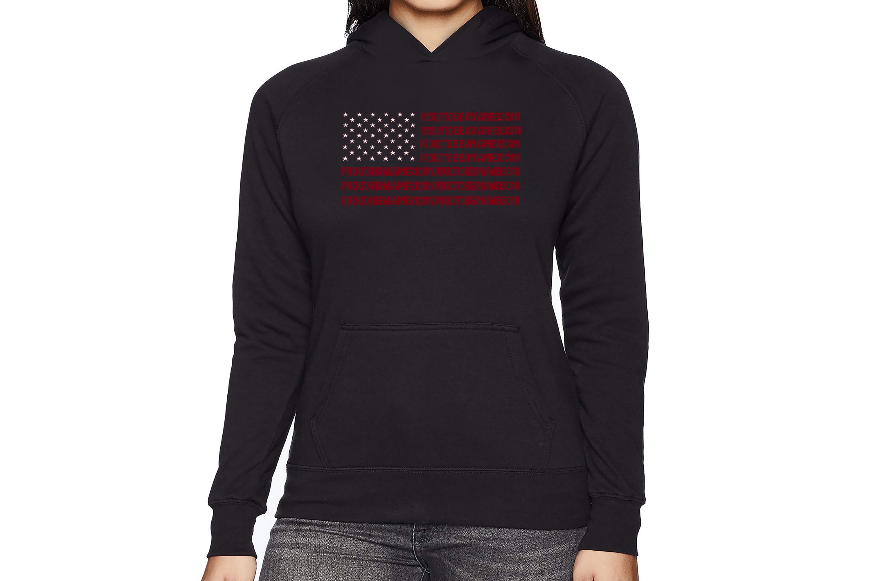 Proud To Be An American - Womens Word Art Hooded Sweatshirt