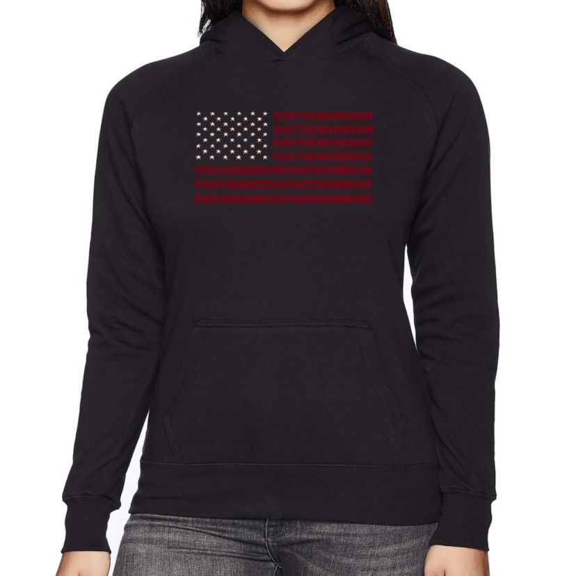 Proud To Be An American - Womens Word Art Hooded Sweatshirt