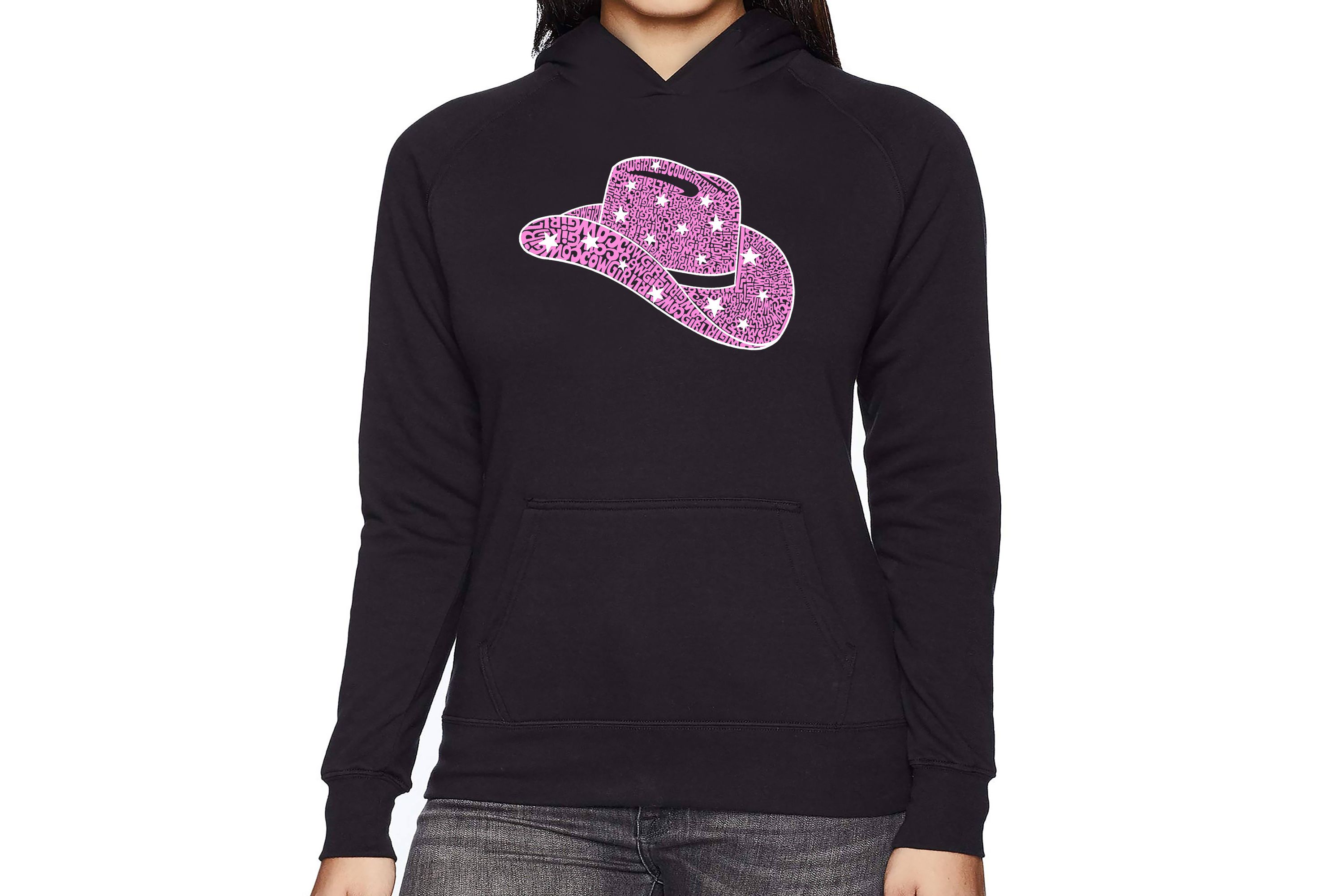Cowgirl Hat - Womens Word Art Hooded Sweatshirt