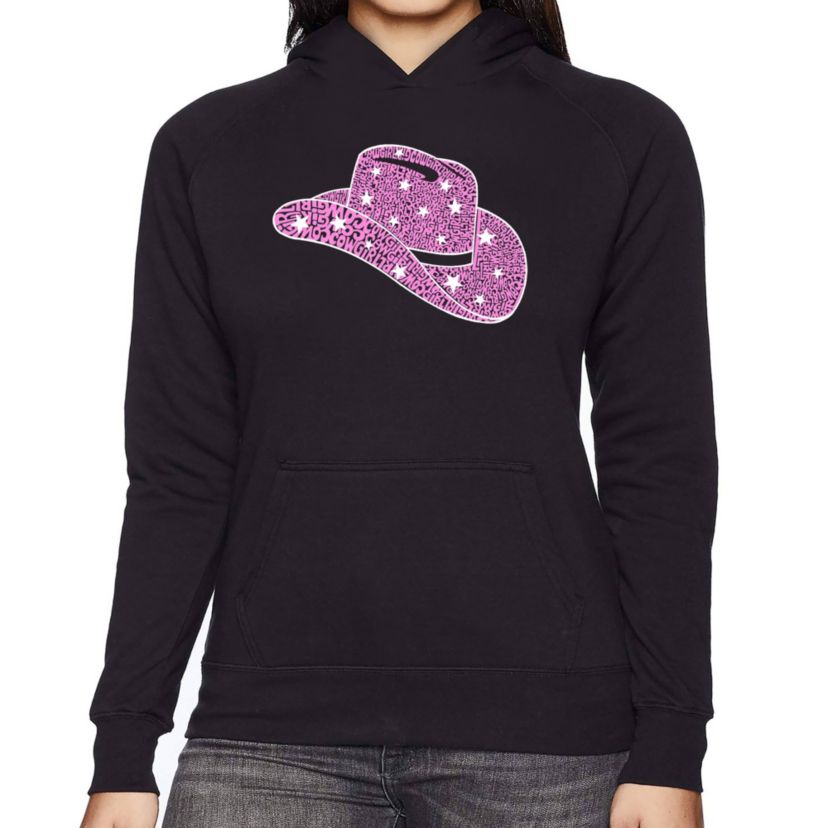 Cowgirl Hat - Womens Word Art Hooded Sweatshirt