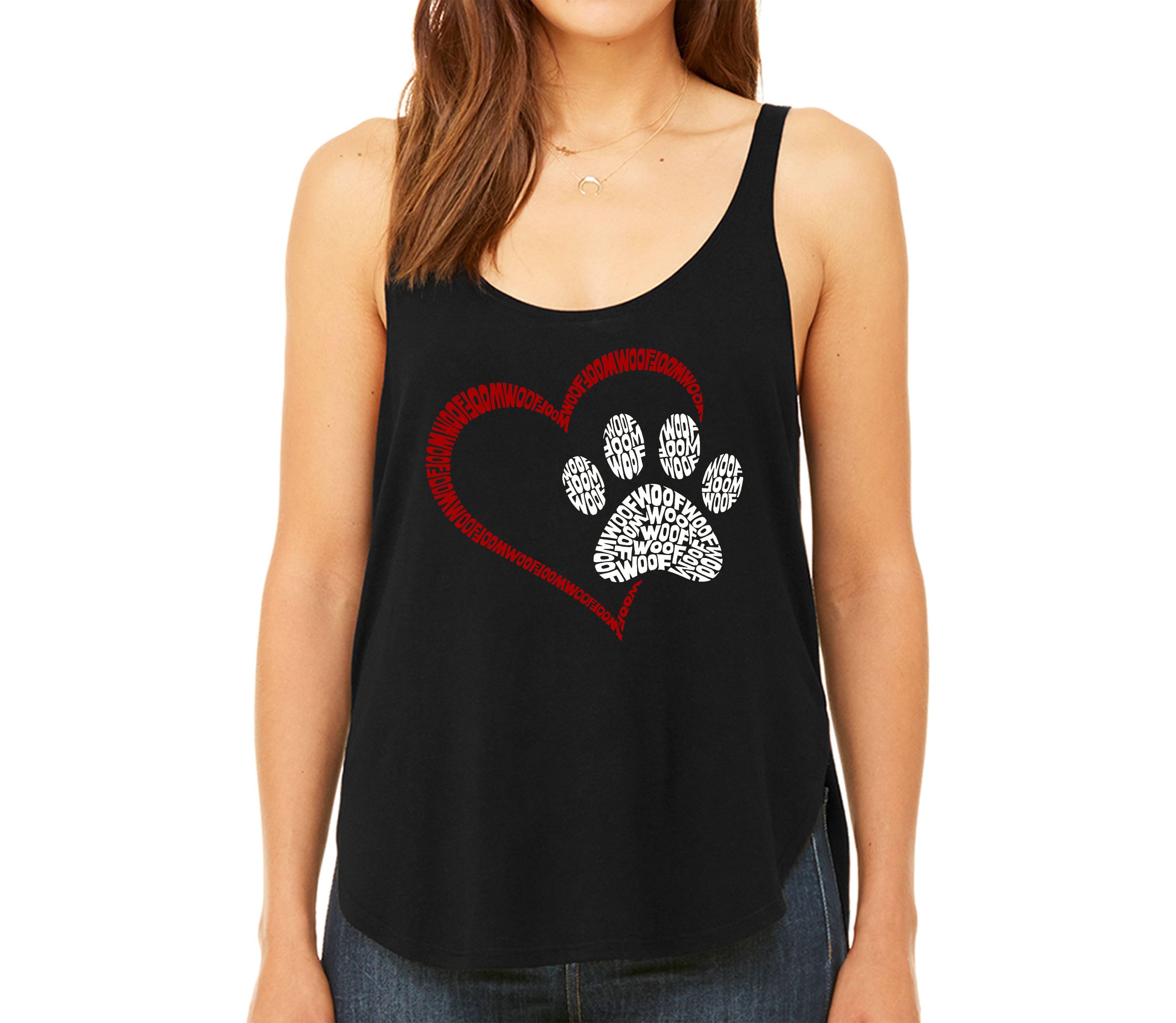 Paw Heart - Womens Premium Word Art Flowy Tank Top