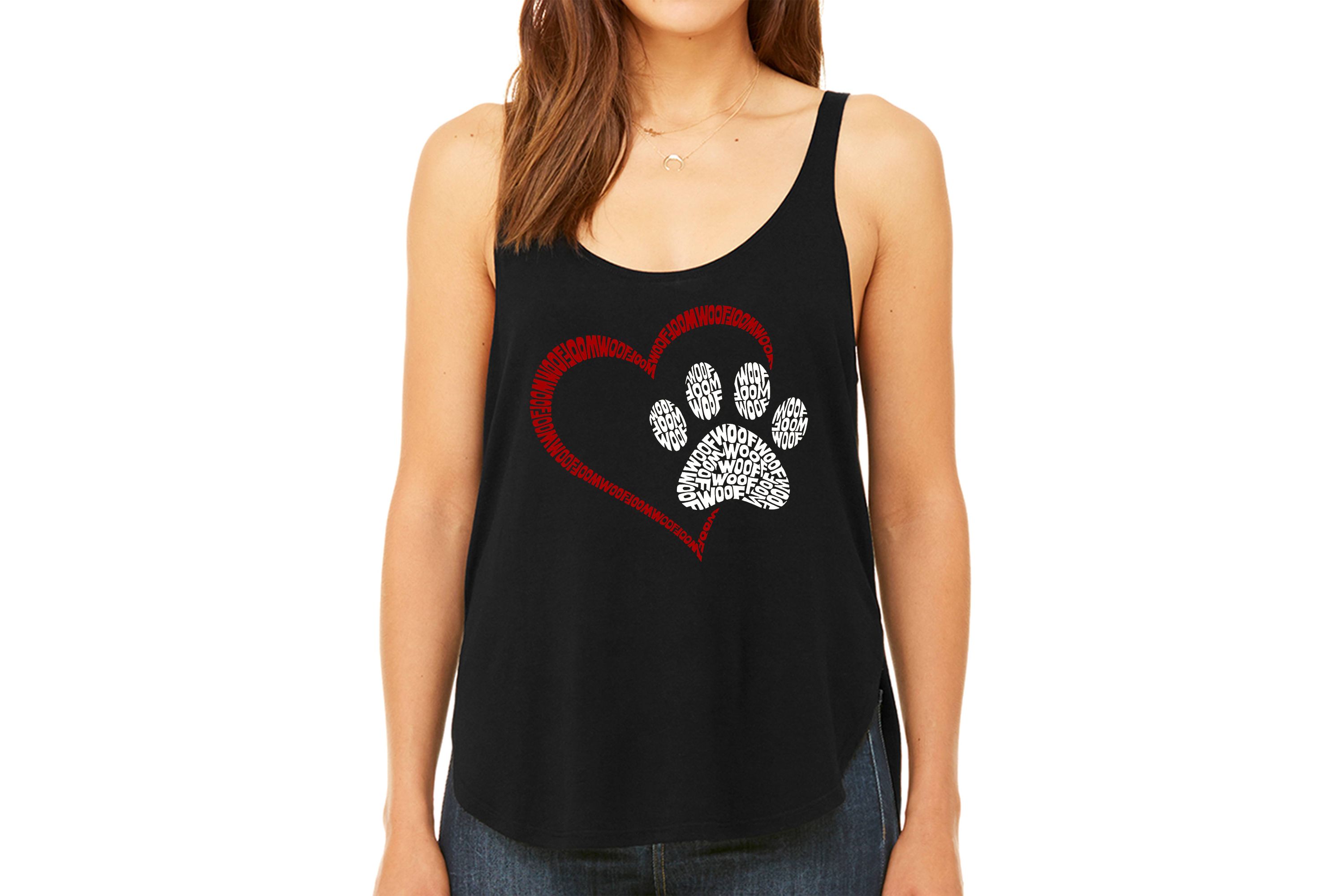Paw Heart - Womens Premium Word Art Flowy Tank Top