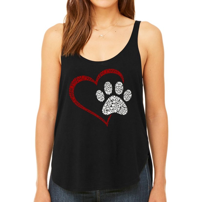Paw Heart - Womens Premium Word Art Flowy Tank Top