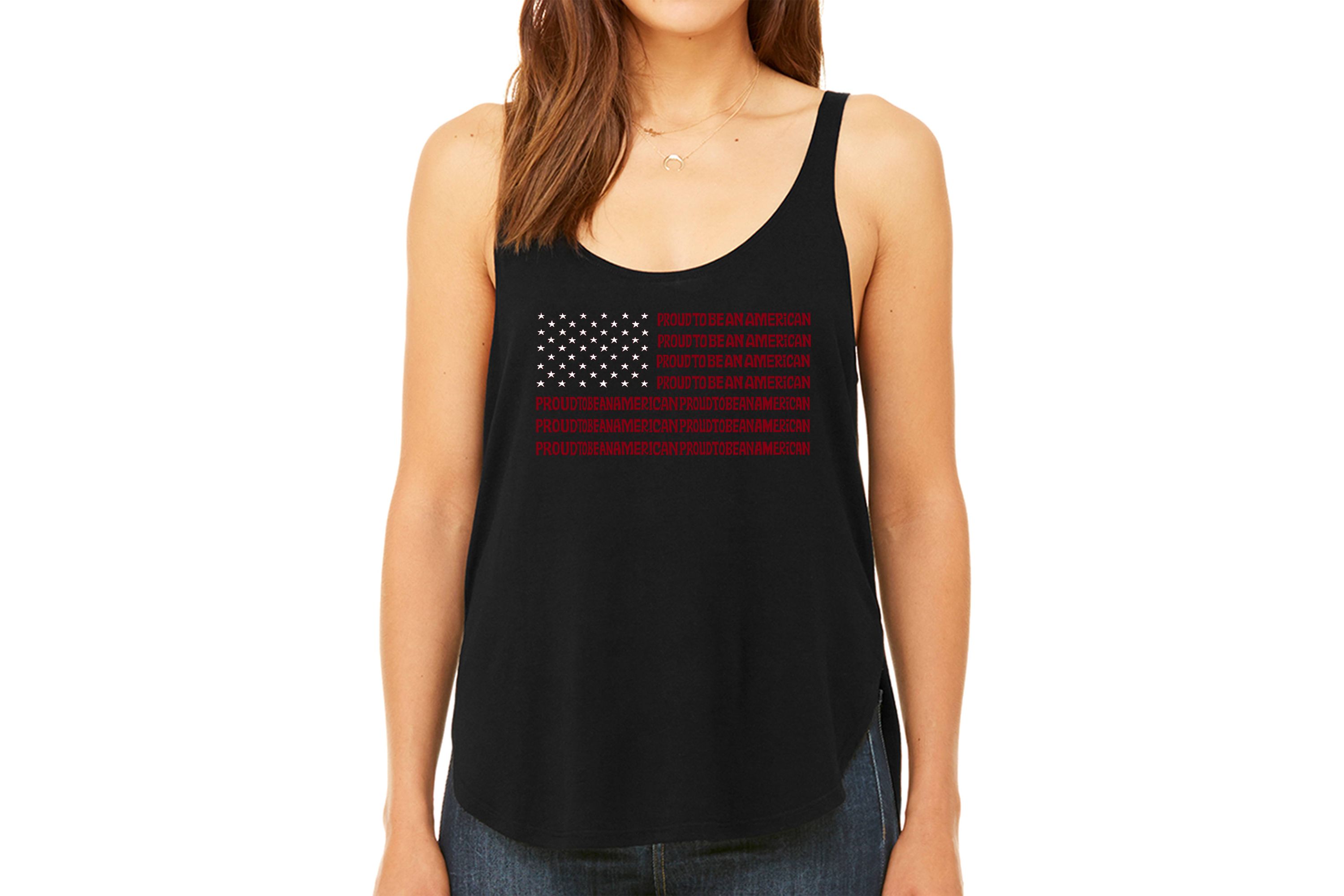 Proud To Be An American - Womens Premium Word Art Flowy Tank Top