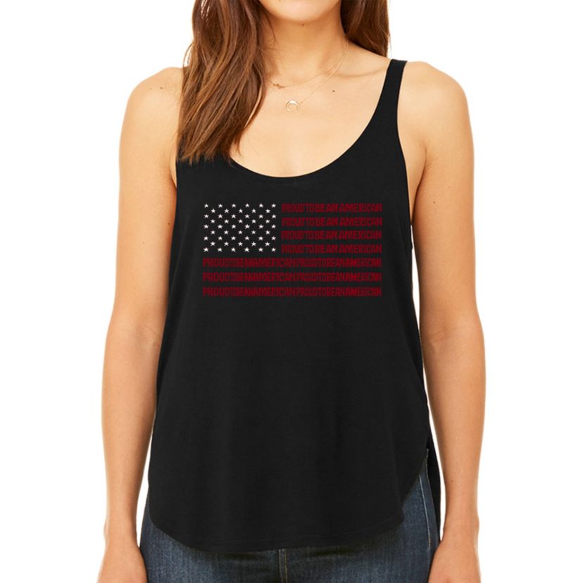 Proud To Be An American - Womens Premium Word Art Flowy Tank Top