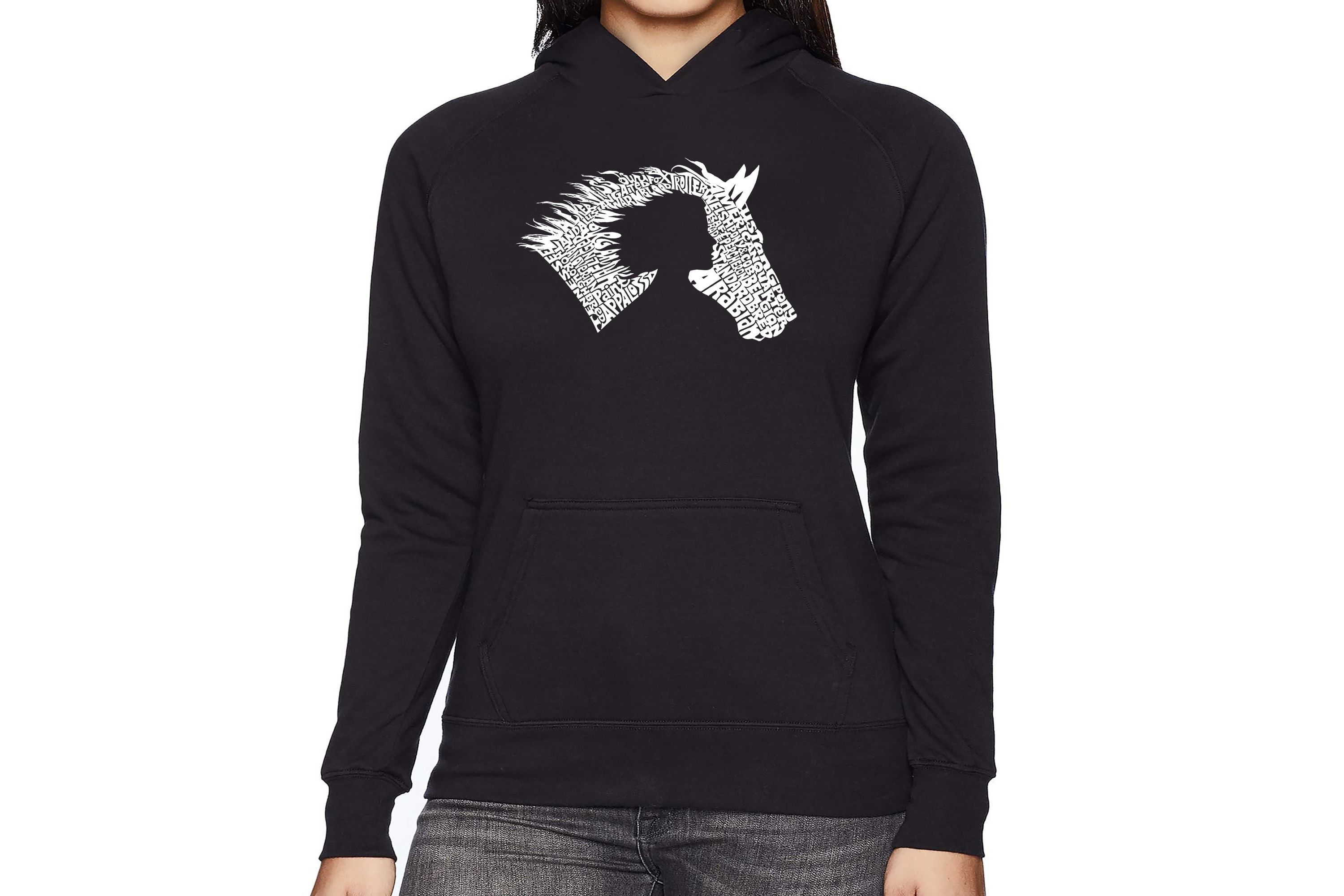 Girl Horse - Womens Word Art Hooded Sweatshirt
