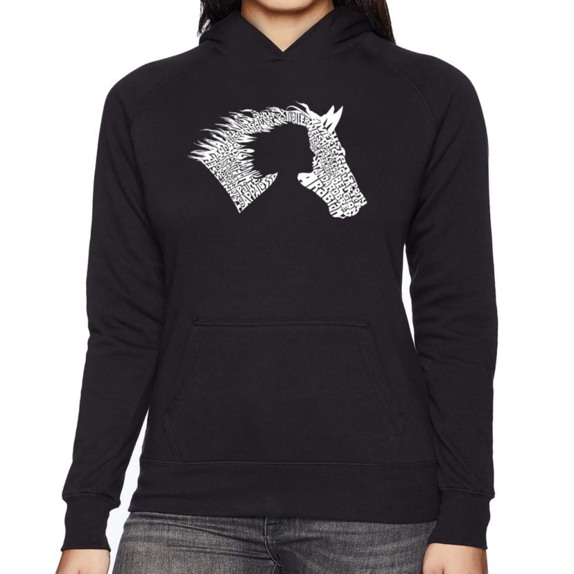 Girl Horse - Womens Word Art Hooded Sweatshirt