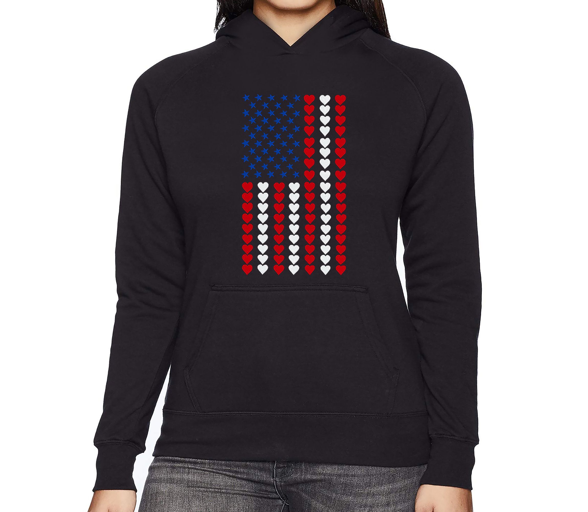 Heart Flag - Womens Word Art Hooded Sweatshirt
