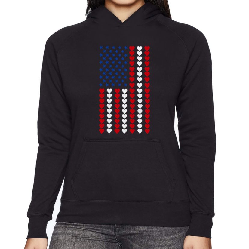 Heart Flag - Womens Word Art Hooded Sweatshirt