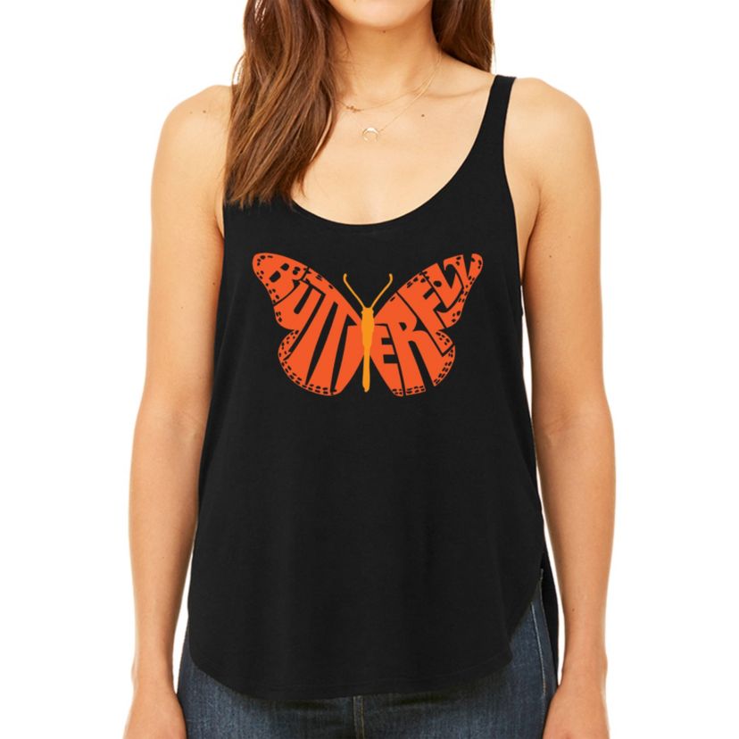 Butterfly - Womens Premium Word Art Flowy Tank Top