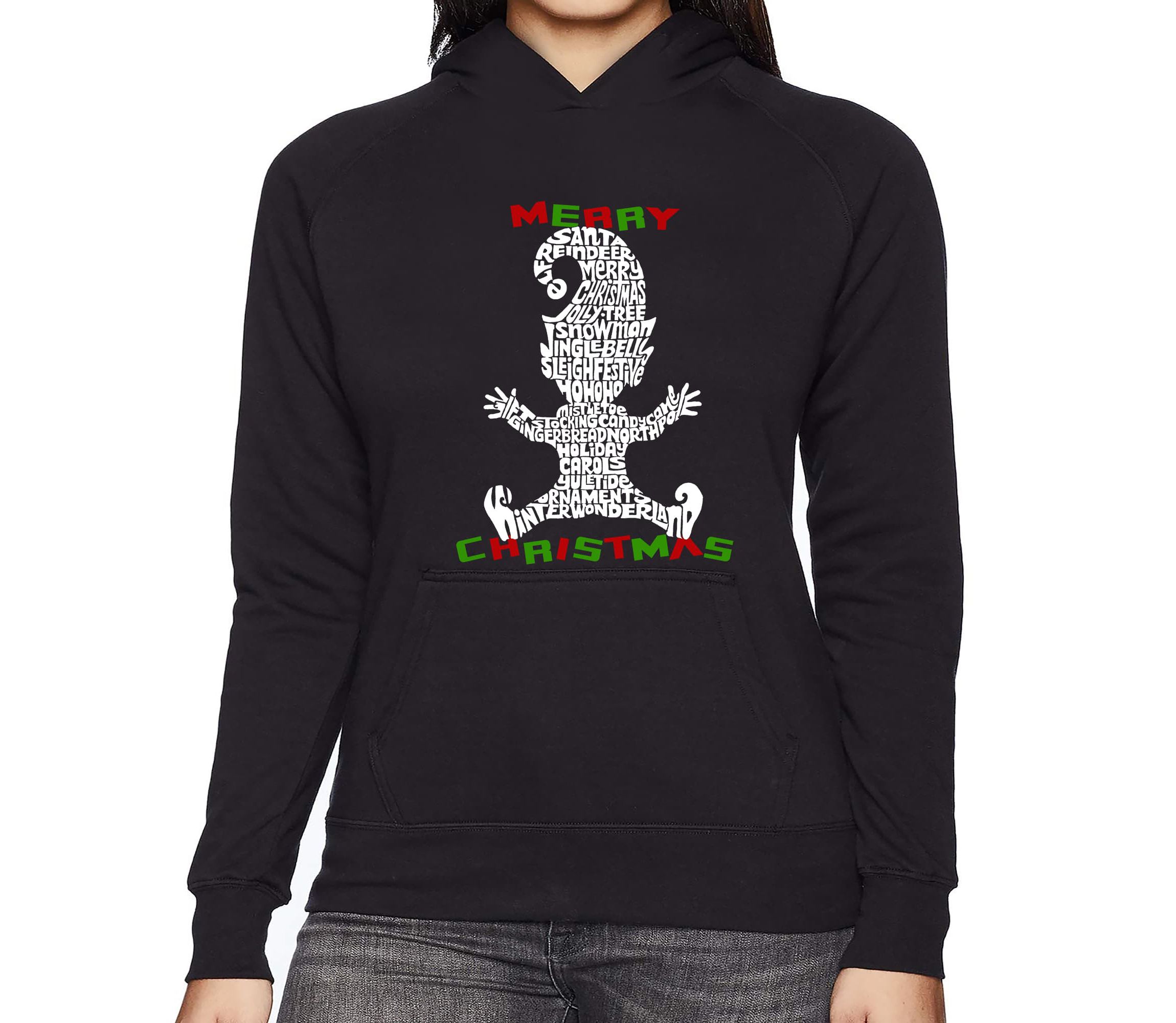 Christmas Elf - Womens Word Art Hooded Sweatshirt