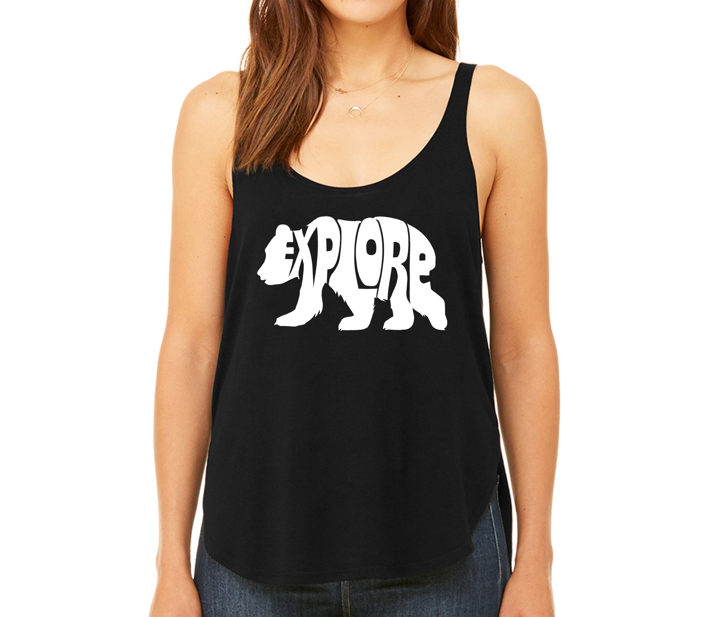 Explore - Womens Premium Word Art Flowy Tank Top