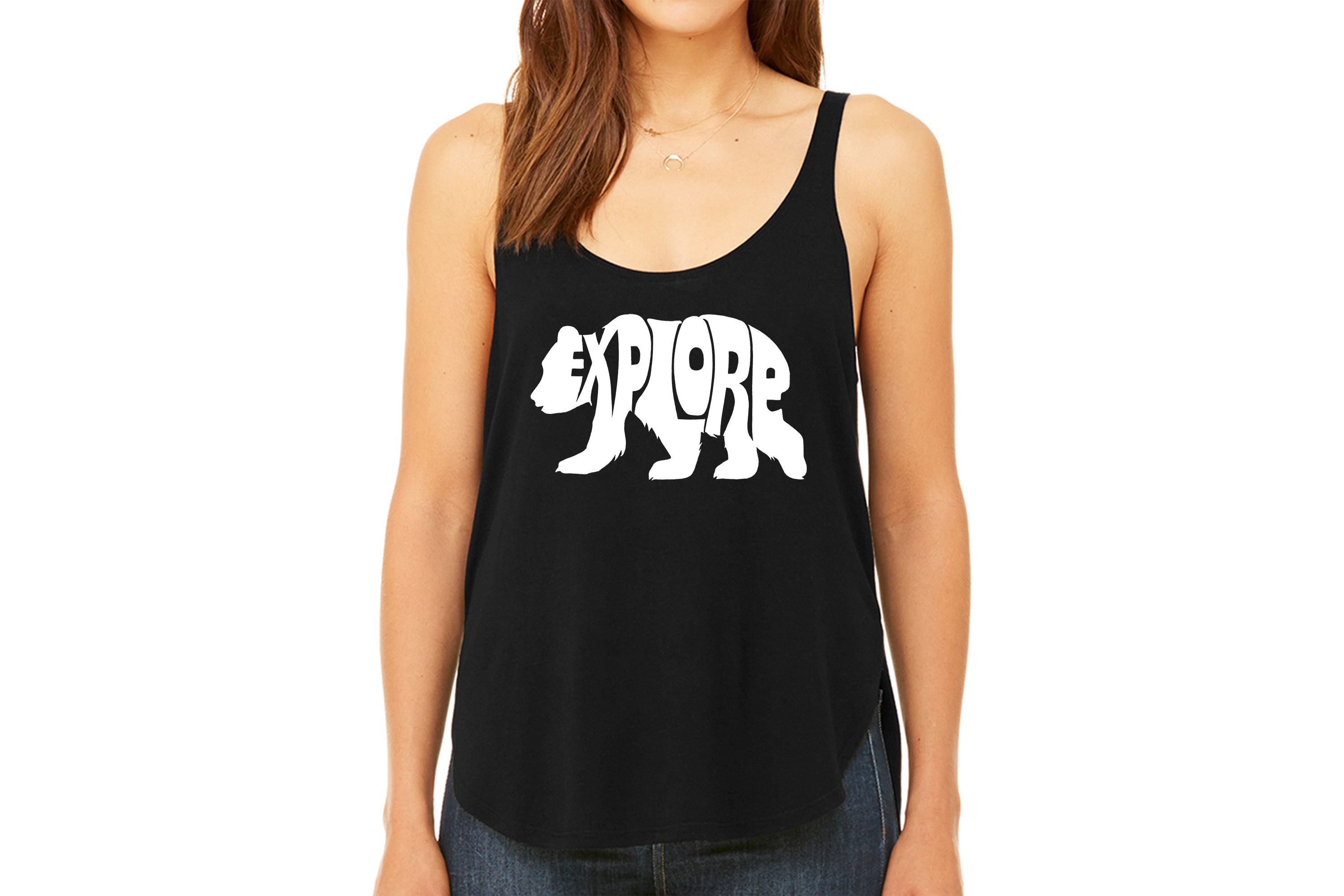 Explore - Womens Premium Word Art Flowy Tank Top