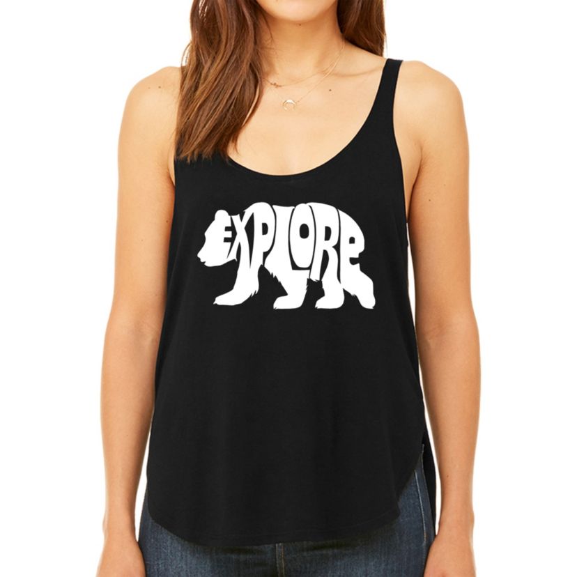 Explore - Womens Premium Word Art Flowy Tank Top