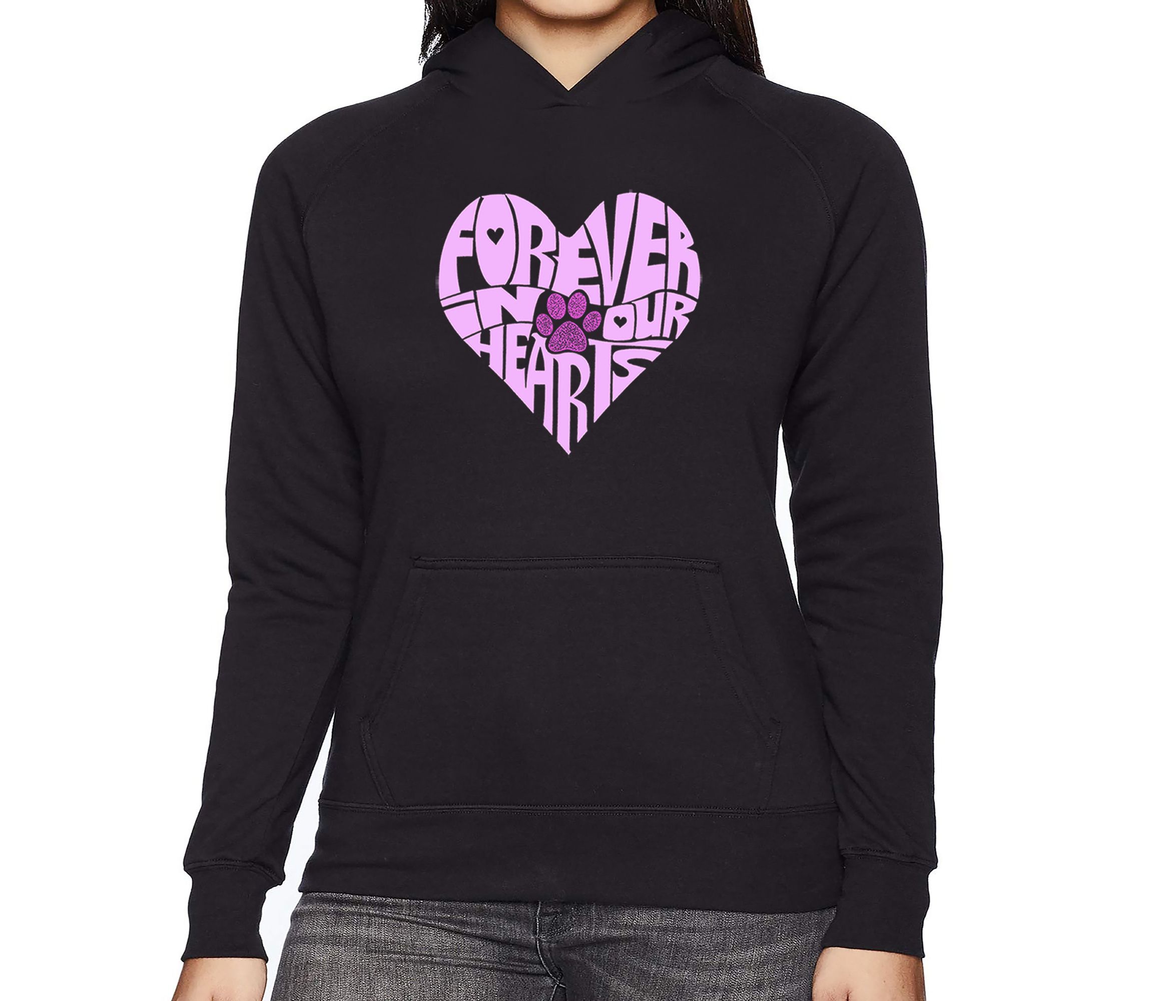Forever In Our Hearts - Womens Word Art Hooded Sweatshirt