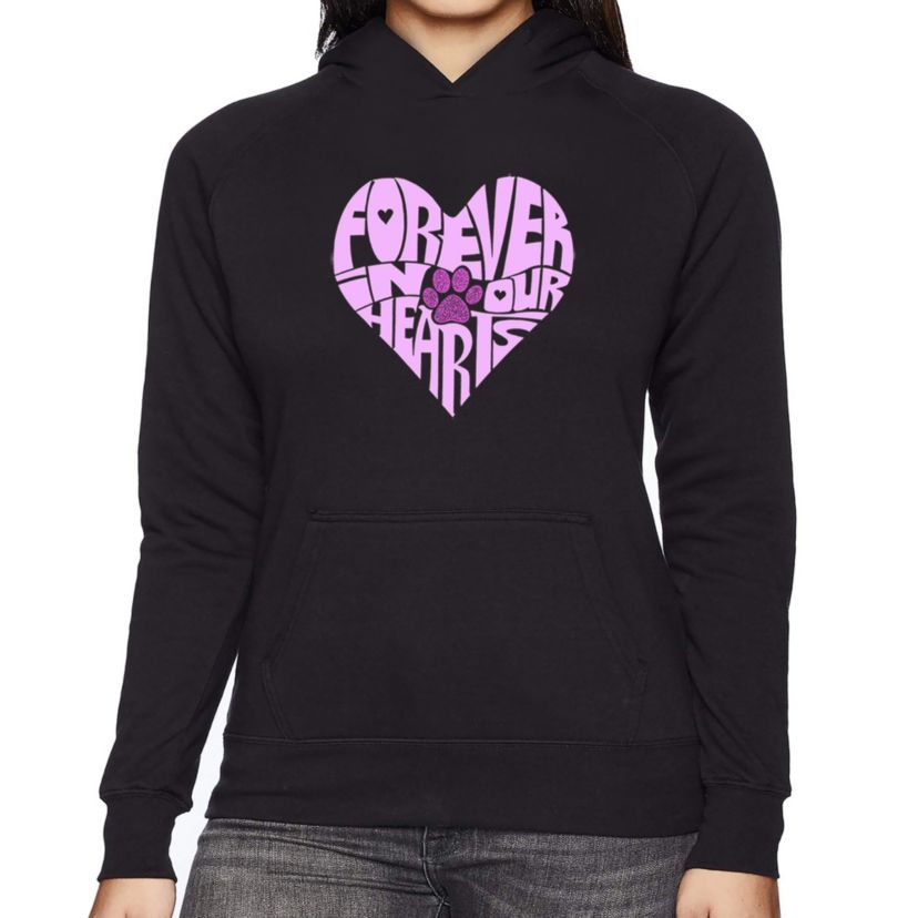 Forever In Our Hearts - Womens Word Art Hooded Sweatshirt