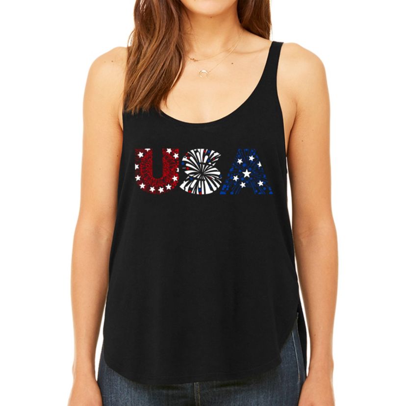USA Fireworks - Womens Premium Word Art Flowy Tank Top