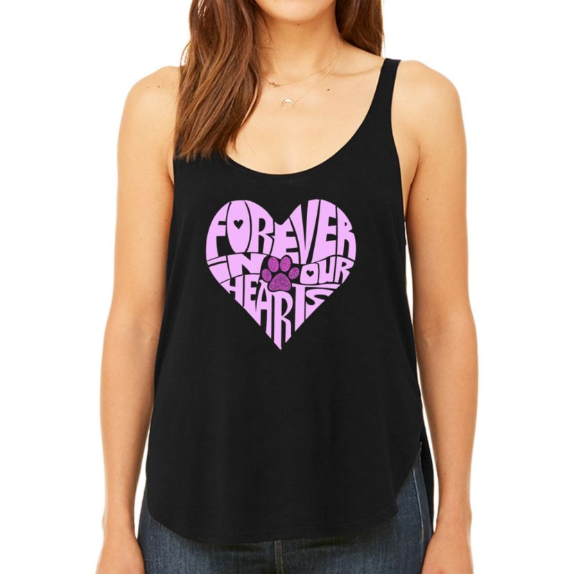 Forever In Our Hearts - Womens Premium Word Art Flowy Tank Top