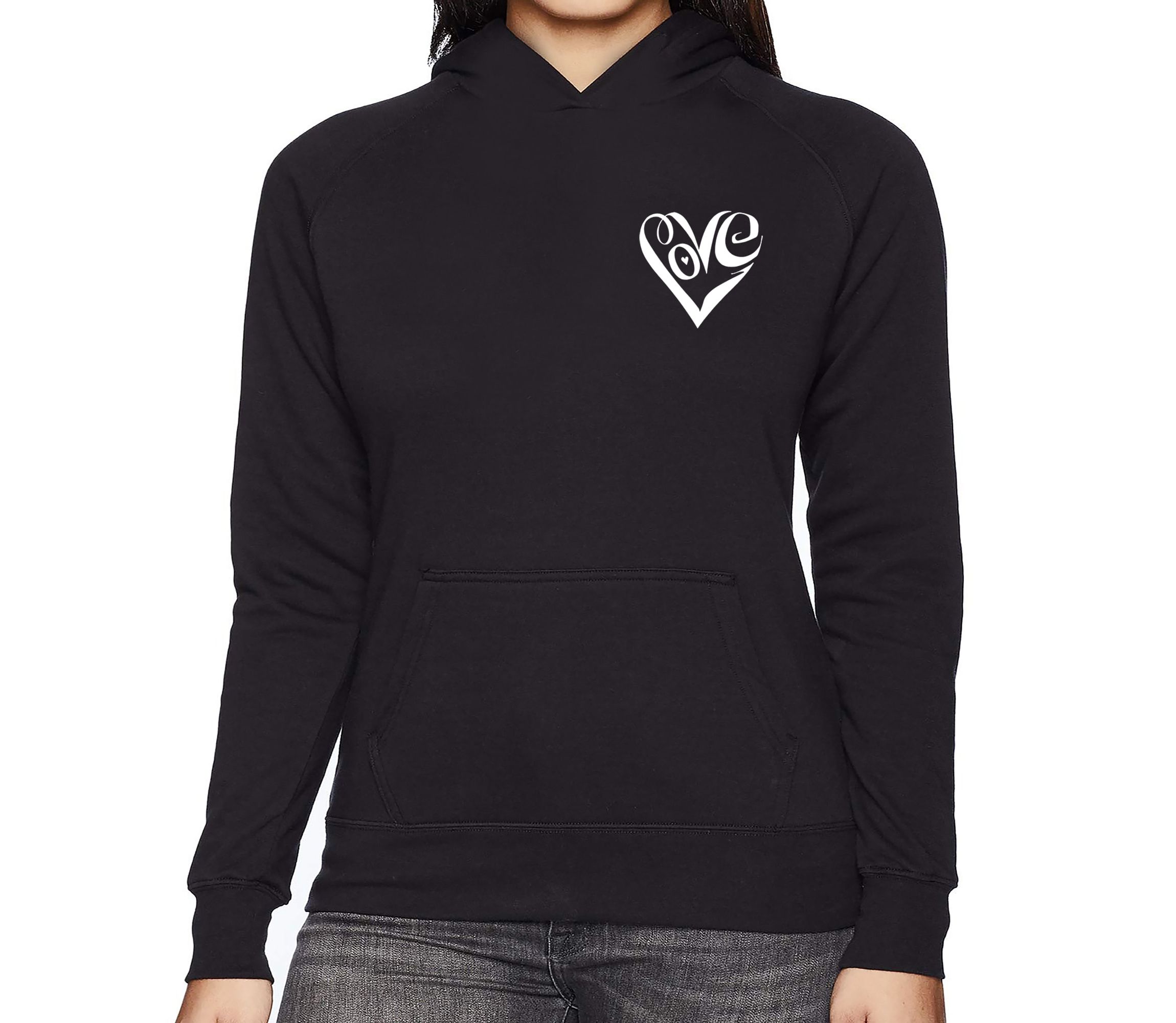 Script Heart - Womens Word Art Hooded Sweatshirt