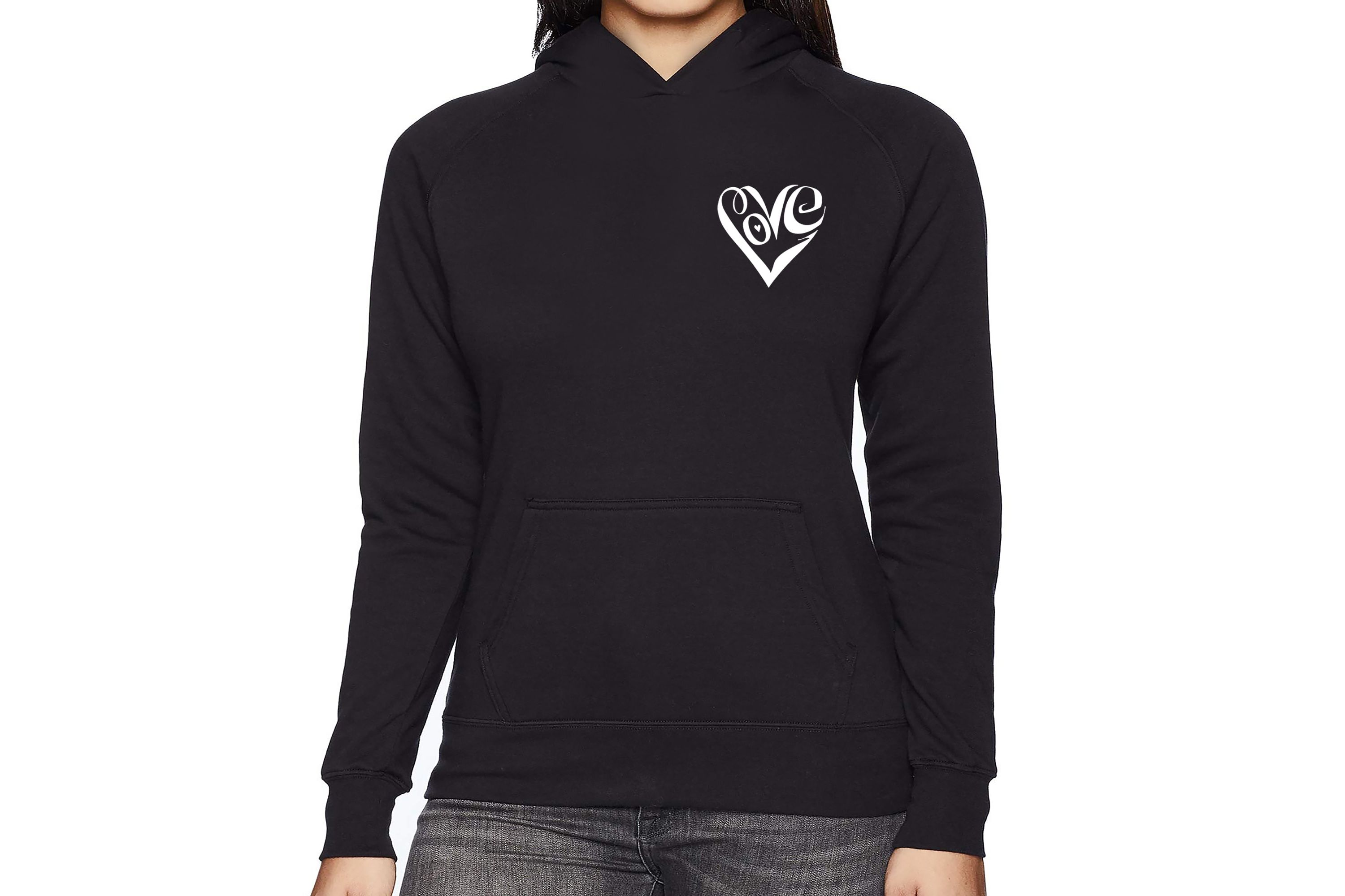 Script Heart - Womens Word Art Hooded Sweatshirt