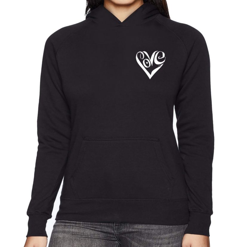 Script Heart - Womens Word Art Hooded Sweatshirt