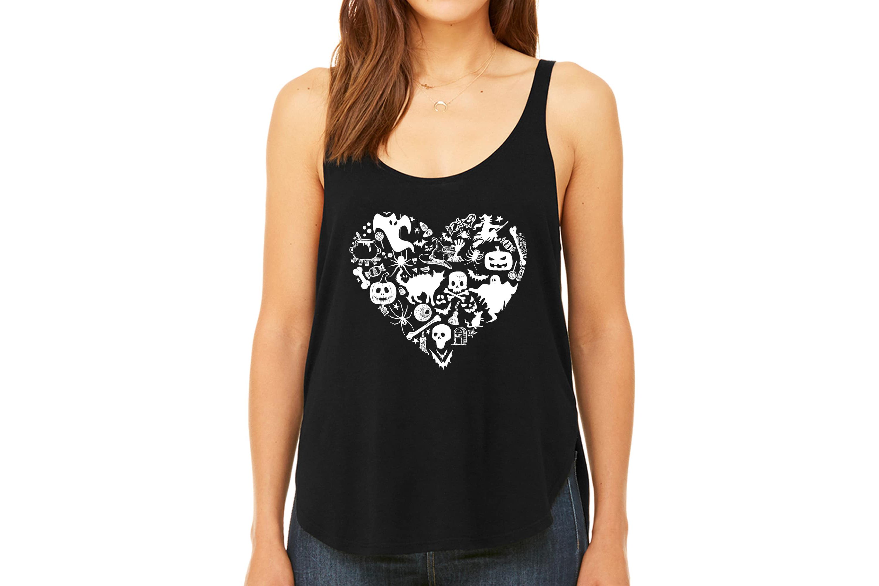 Halloween Heart - Womens Premium Word Art Flowy Tank Top