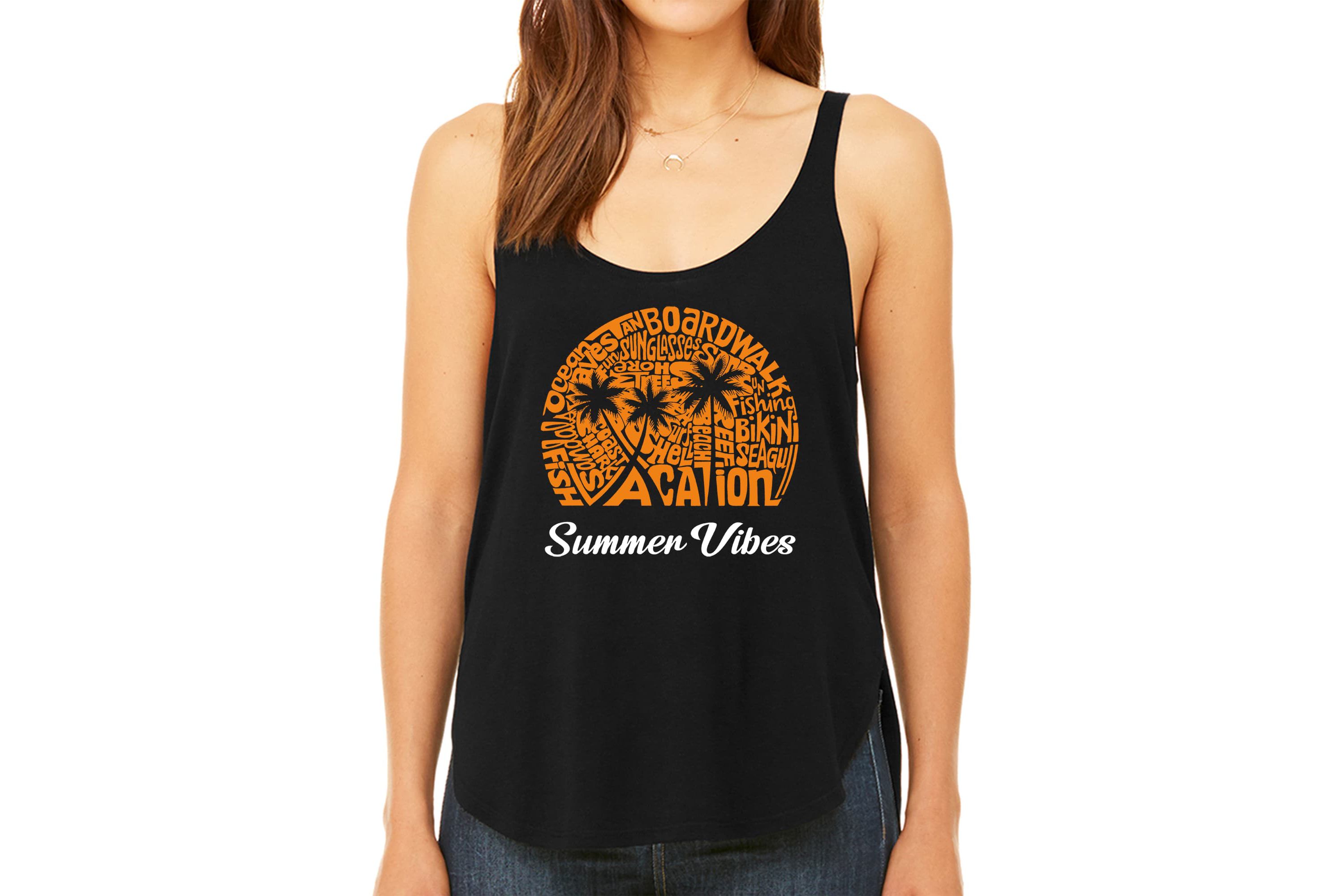Summer Vibes - Womens Premium Word Art Flowy Tank Top