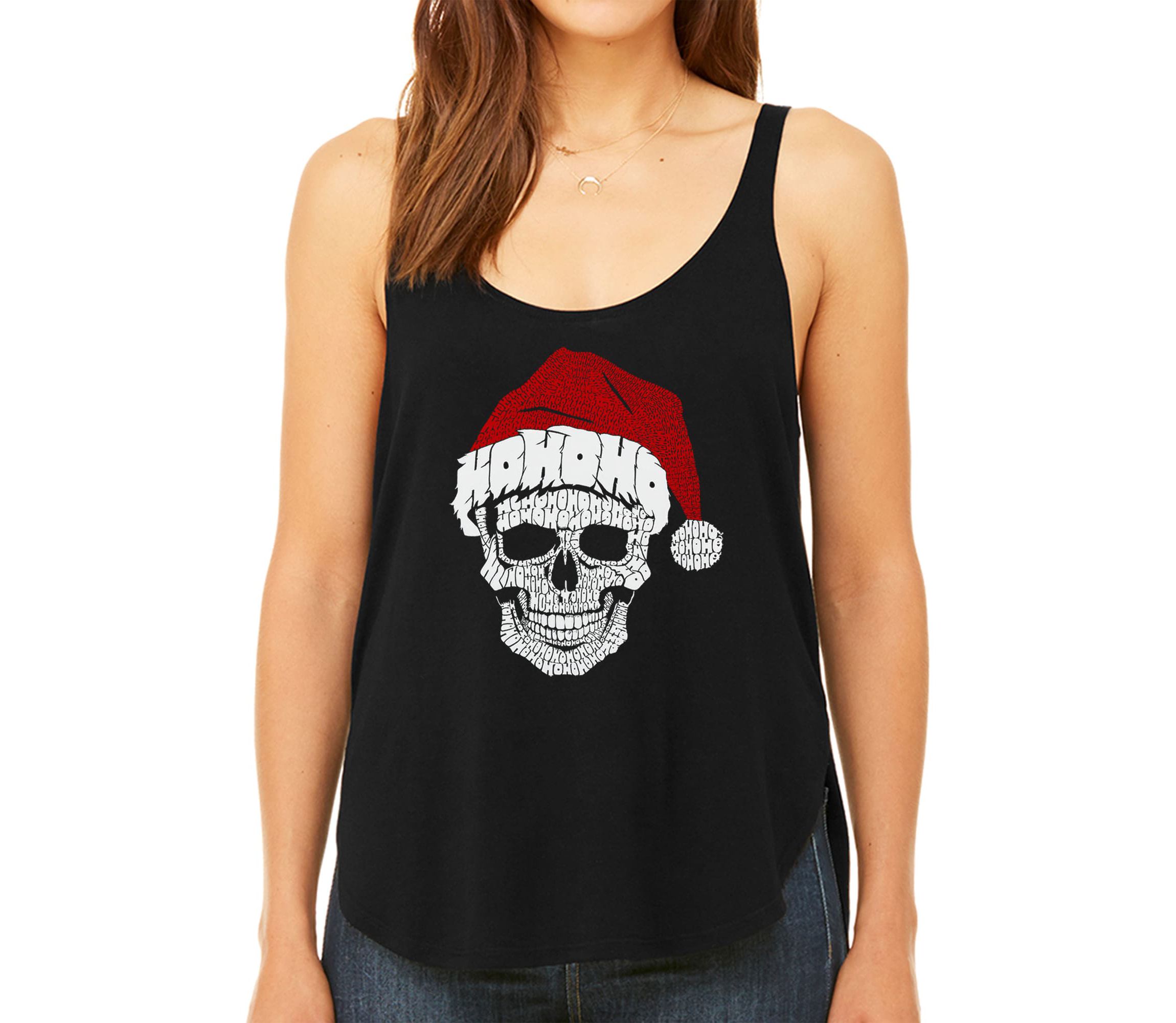 Santa Skull - Womens Premium Word Art Flowy Tank Top