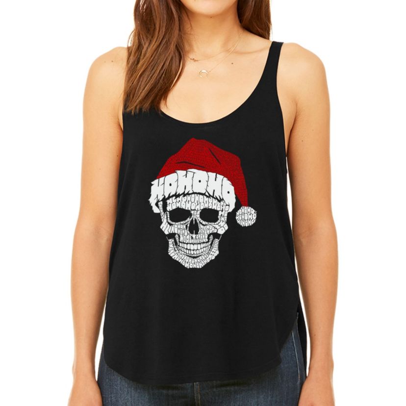 Santa Skull - Womens Premium Word Art Flowy Tank Top