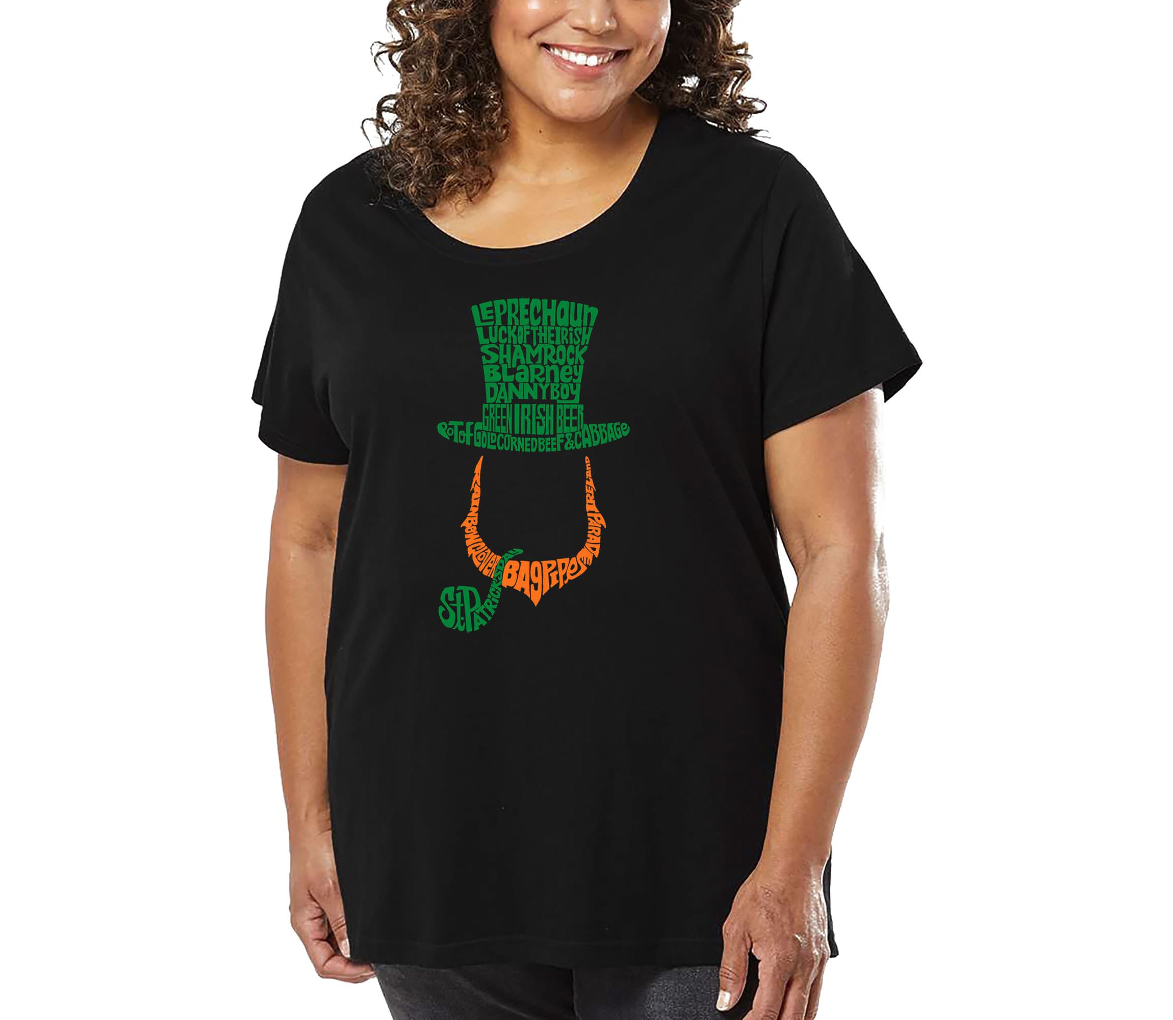 Womens Plus Size Word Art T-shirt - Leprechaun