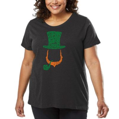 LA Pop Art Women's Plus Size Word Art T-shirt - Leprechaun, Grey, 4X