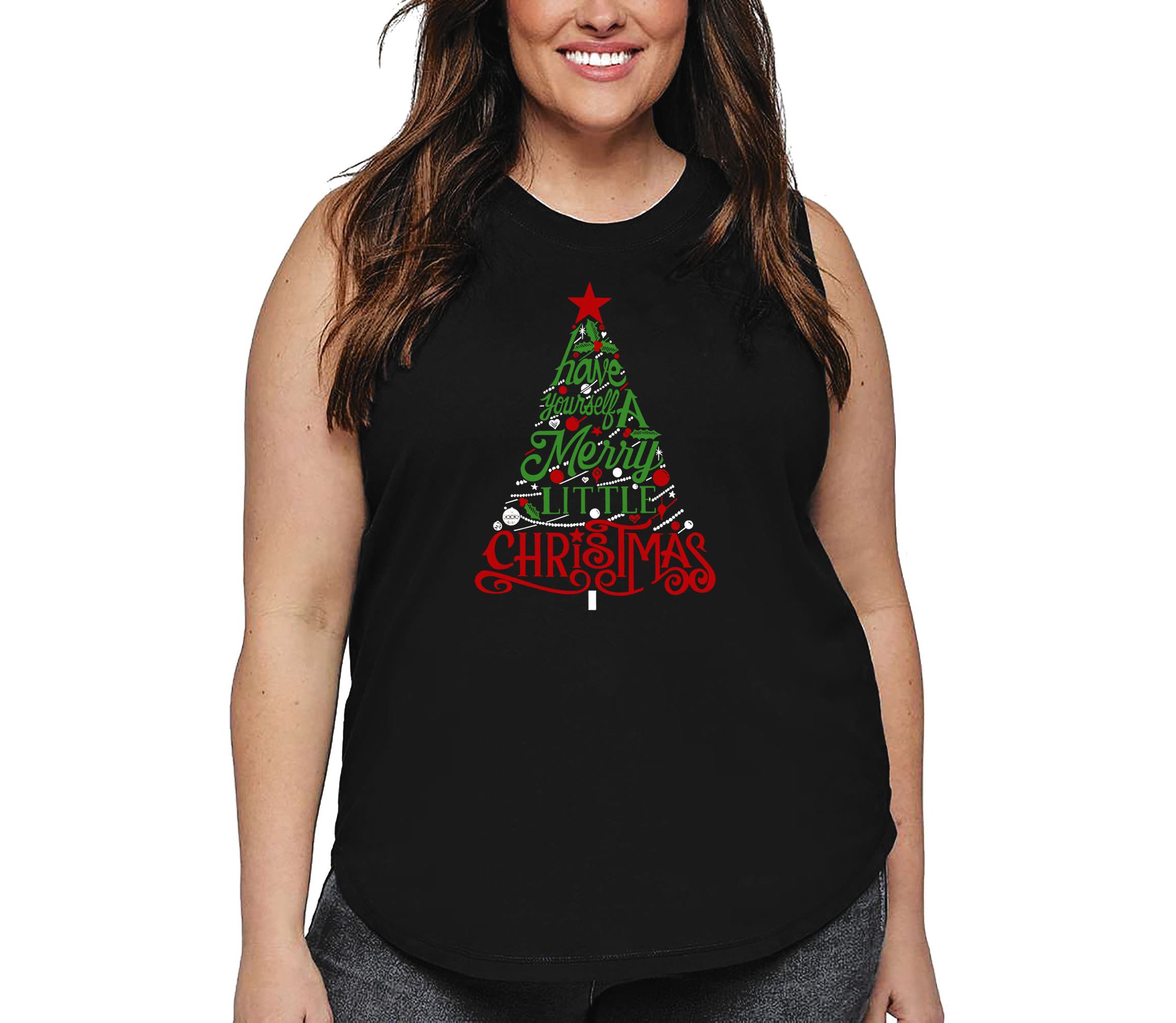 Have Yourself a Merry Little Christmas - Womens Plus Size Word Art Tank Top