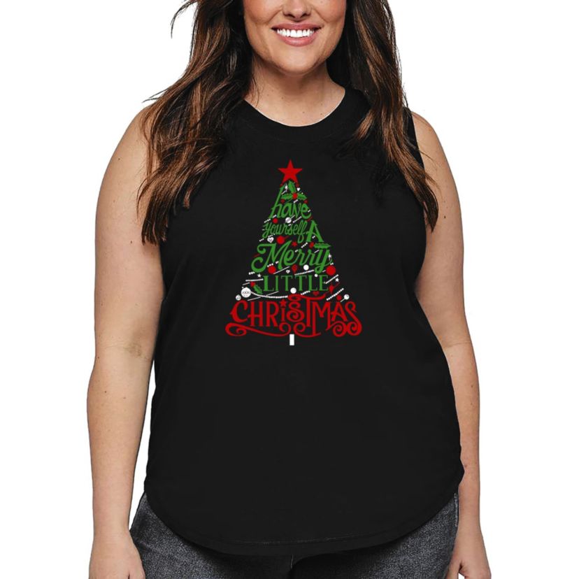 Have Yourself a Merry Little Christmas - Womens Plus Size Word Art Tank Top