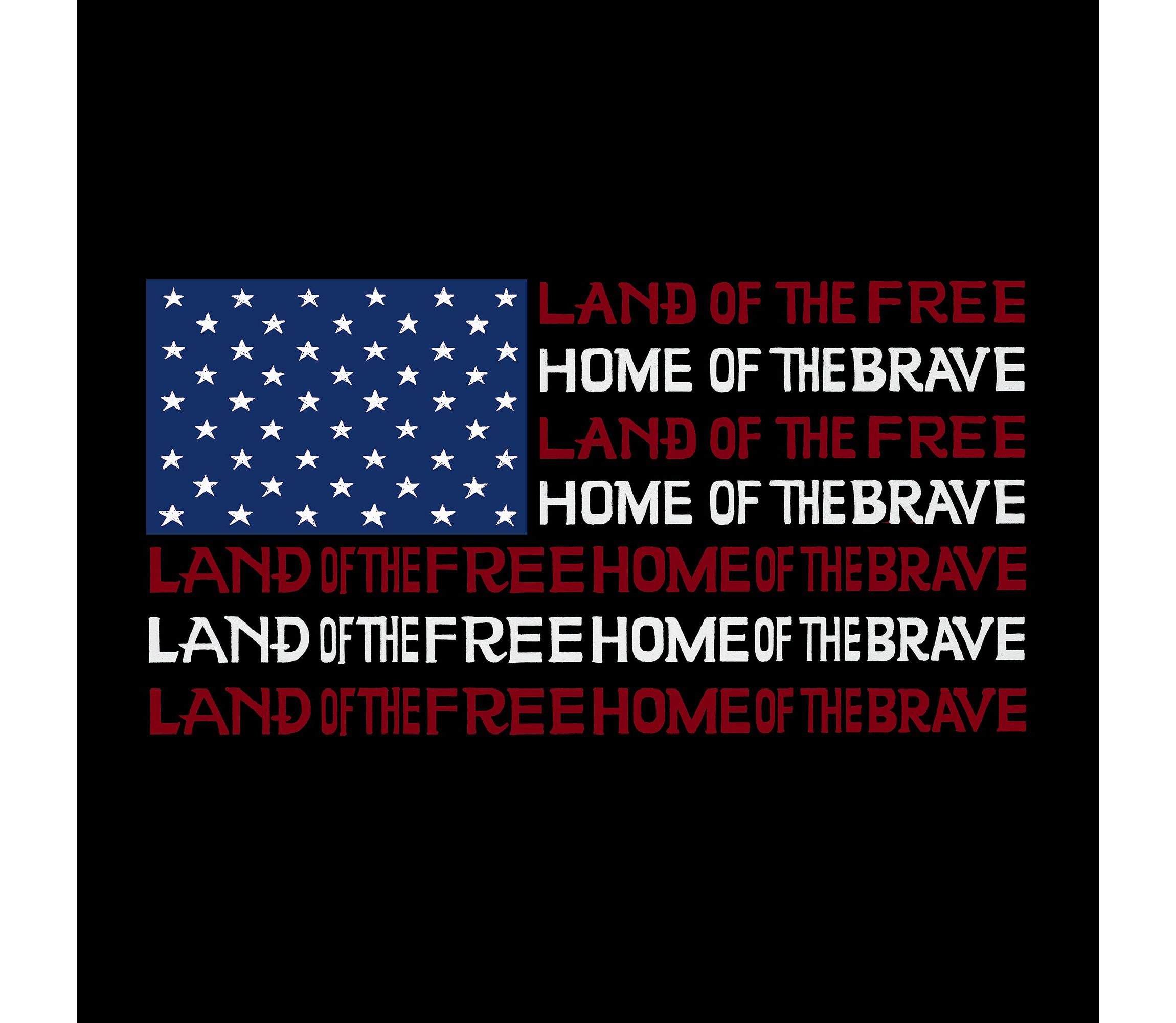 Womens Plus Size Word Art T-shirt - Land of the Free American Flag