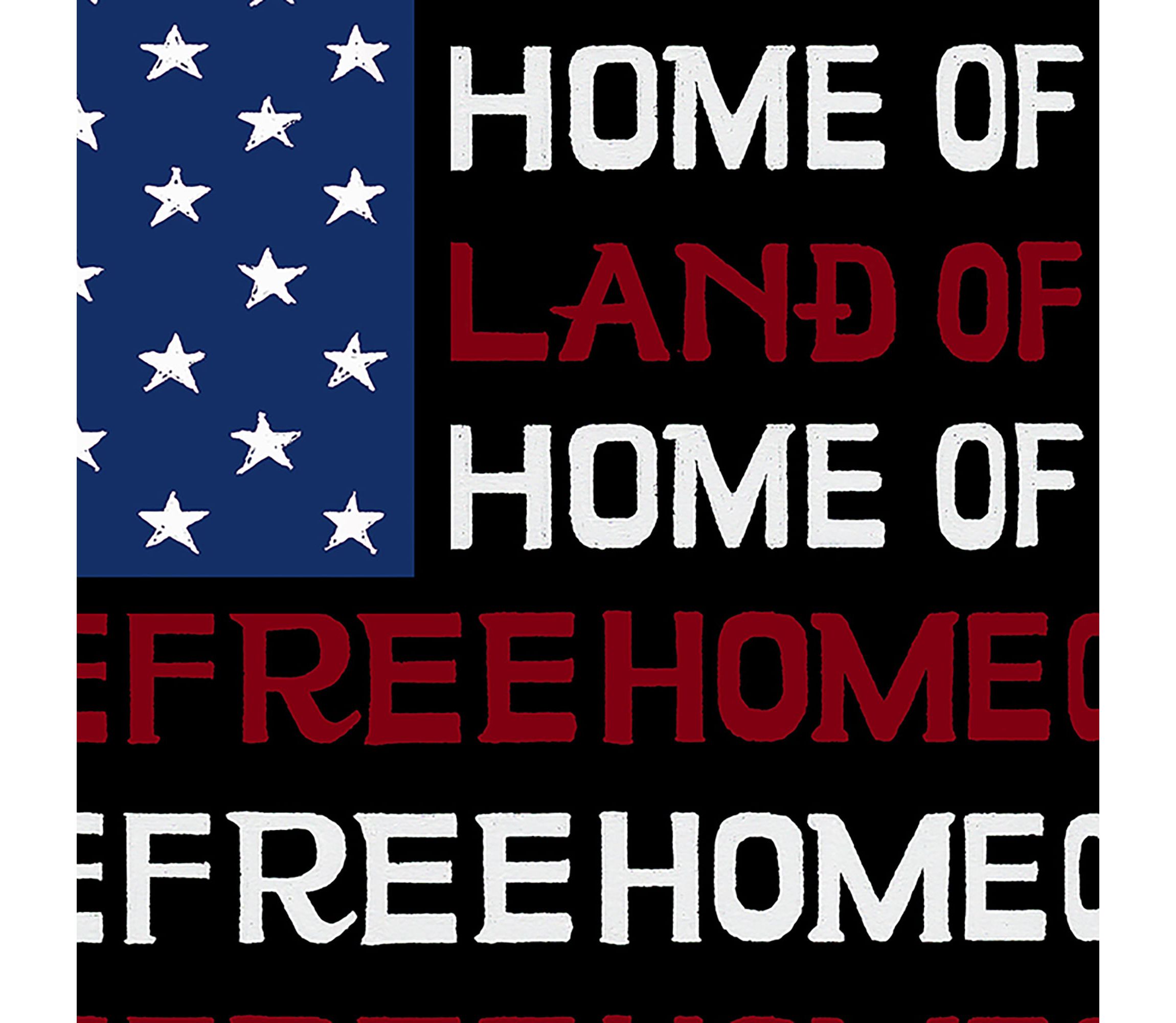 Womens Plus Size Word Art T-shirt - Land of the Free American Flag