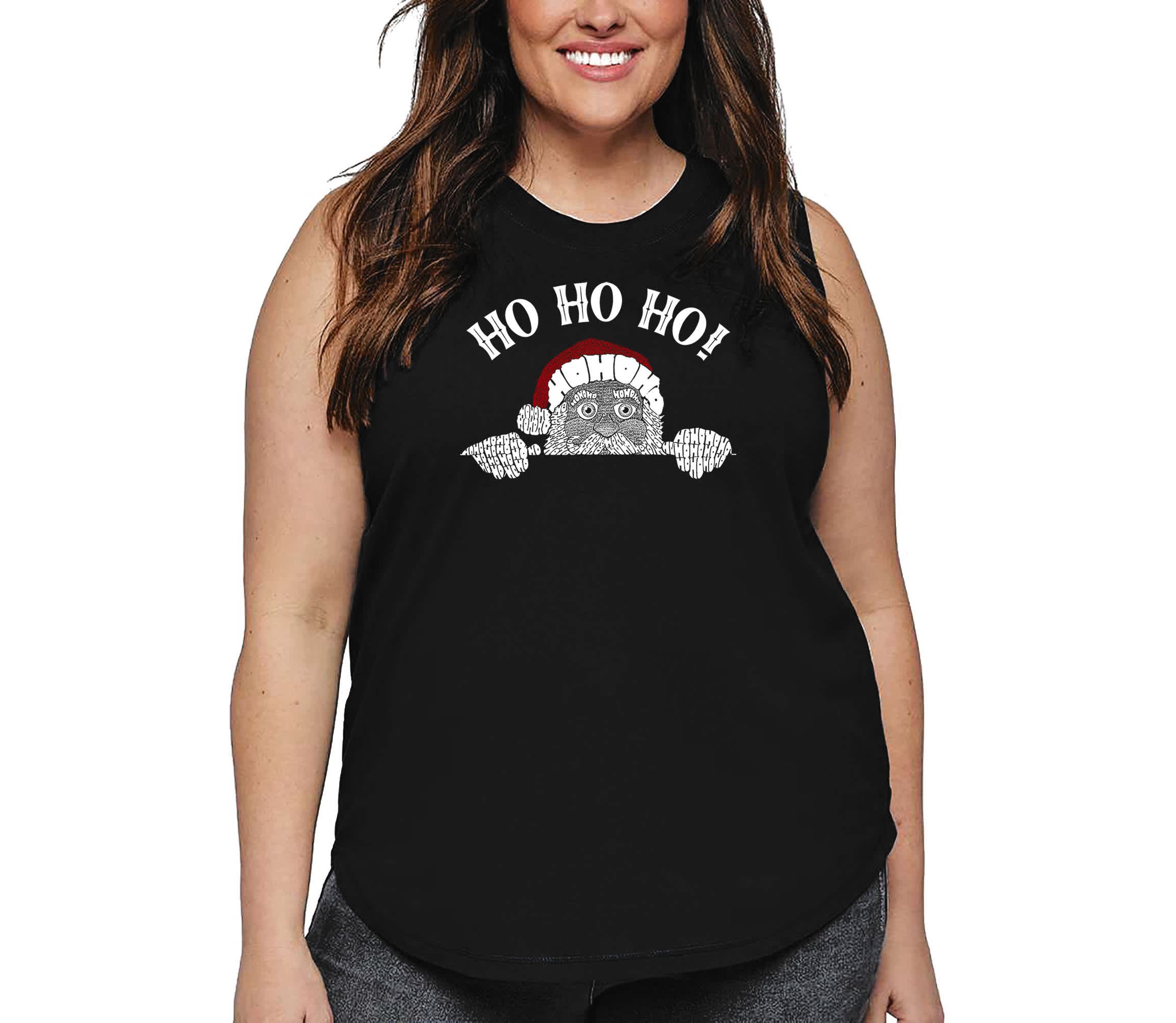 Peeking Santa - Womens Plus Size Word Art Tank Top