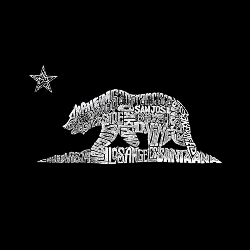 Womens Plus Size Word Art V-Neck - California Bear