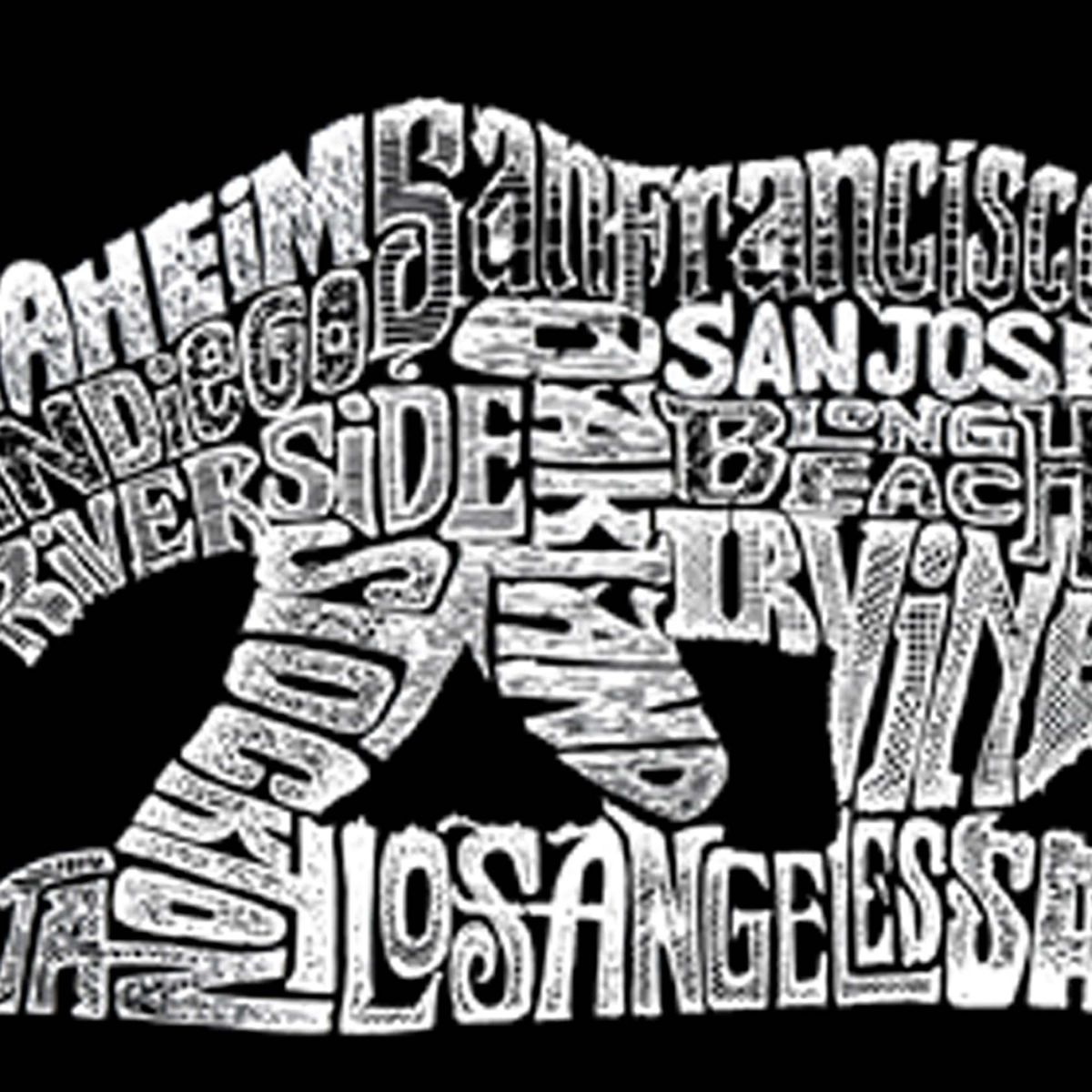 Womens Plus Size Word Art V-Neck - California Bear