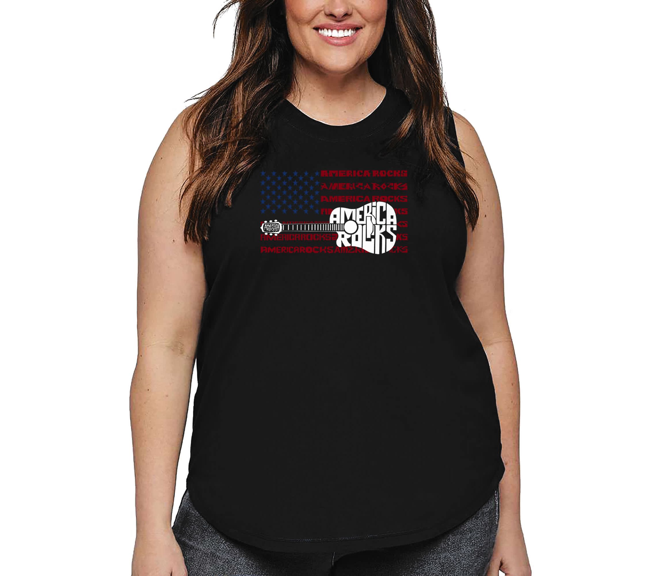 America Rocks - Womens Plus Size Word Art Tank Top