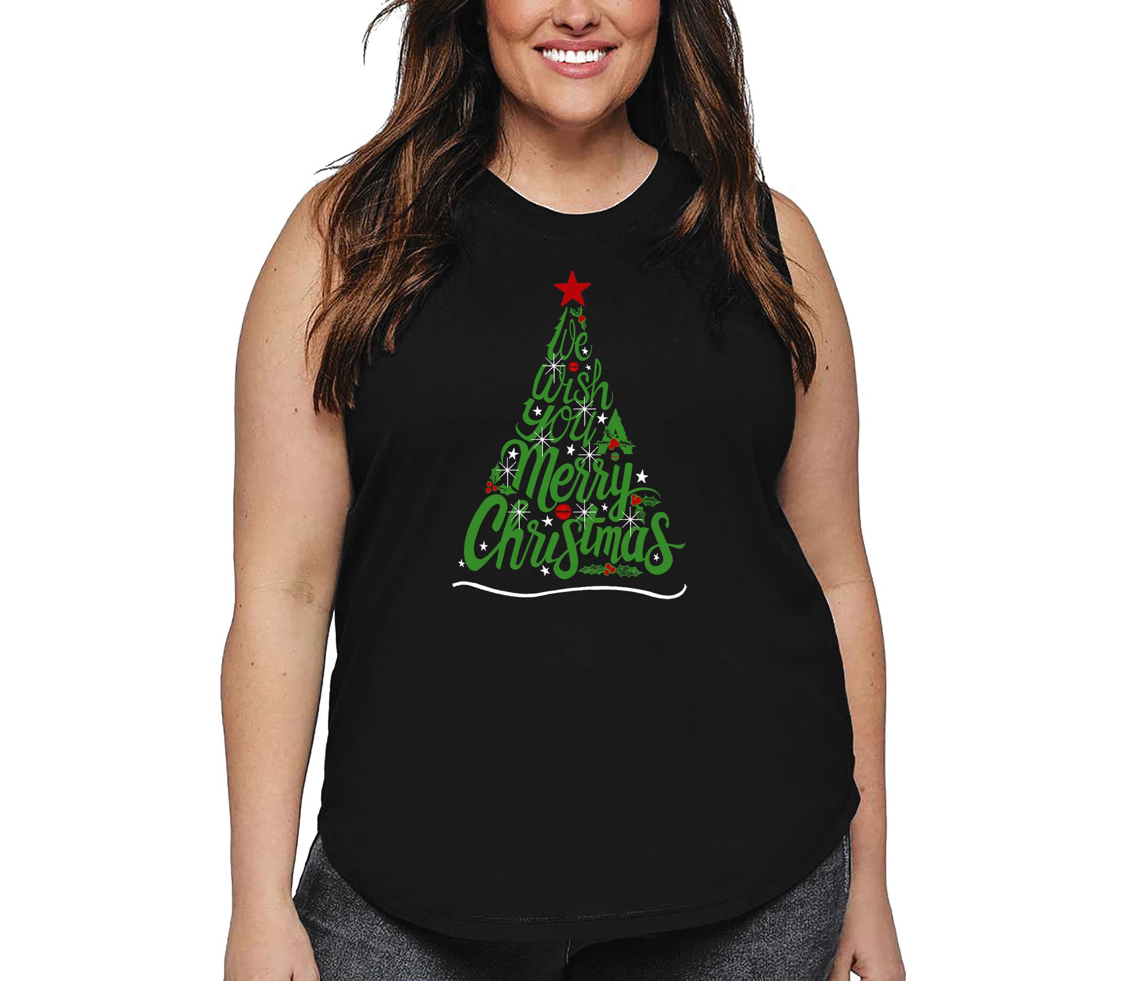 We Wish You A Merry Christmas - Womens Plus Size Word Art Tank Top