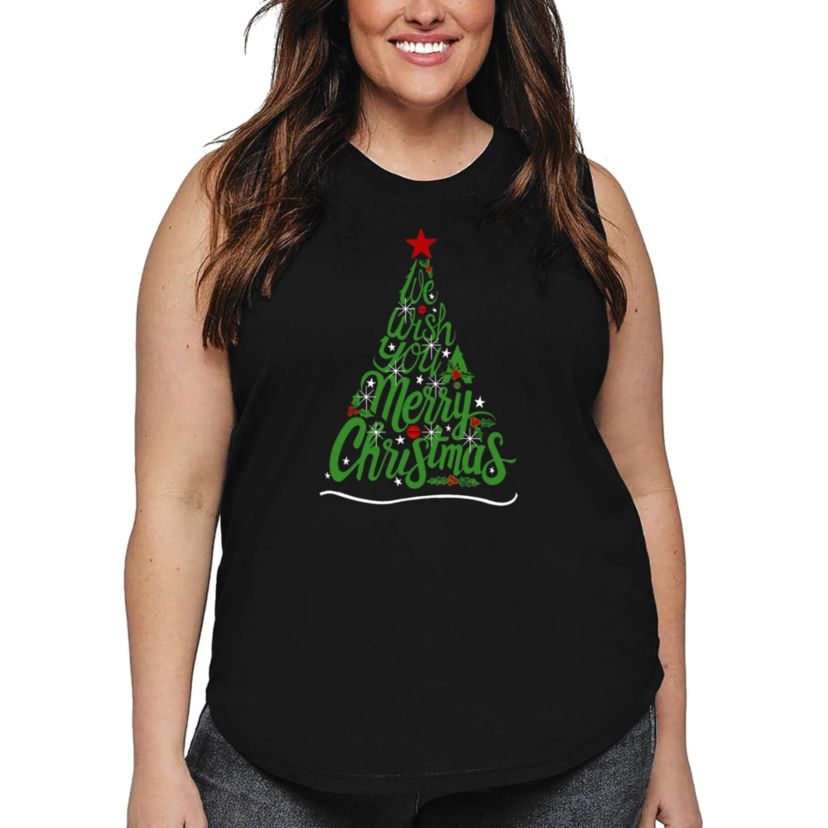 We Wish You A Merry Christmas - Womens Plus Size Word Art Tank Top