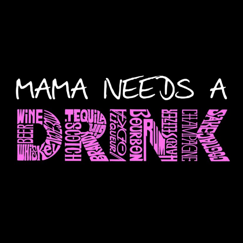 Womens Plus Size Word Art T-shirt - Mama Needs a Drink