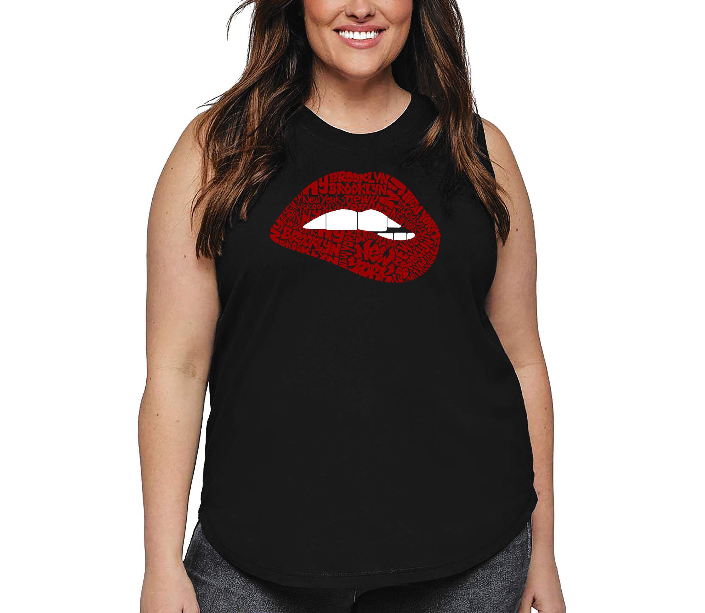 Brooklyn Lips - Womens Plus Size Word Art Tank Top
