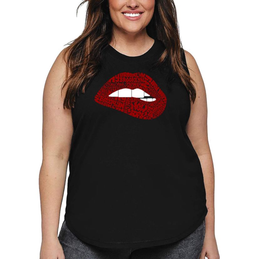 Brooklyn Lips - Womens Plus Size Word Art Tank Top